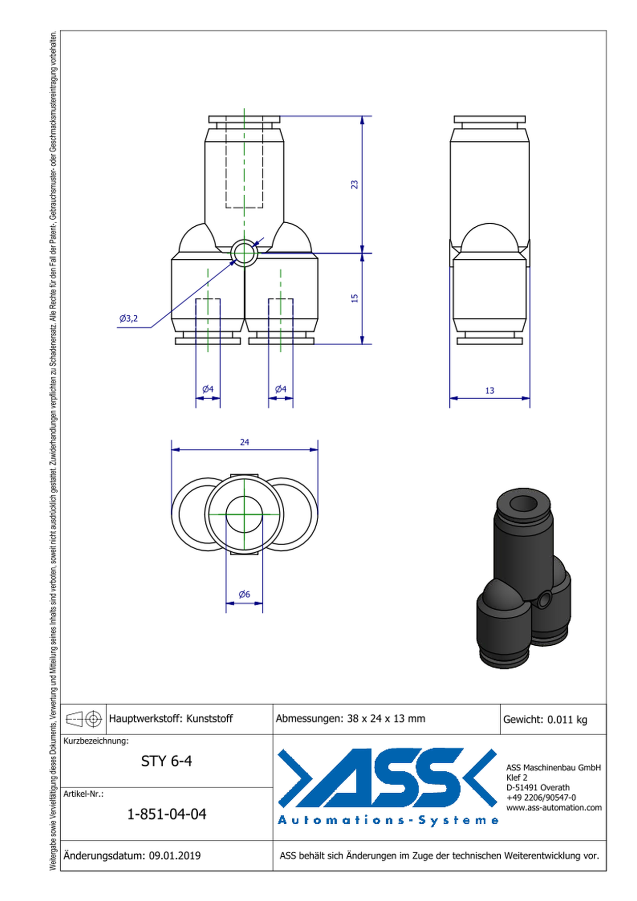 STY 6-4 Y-Hose Quick Connector