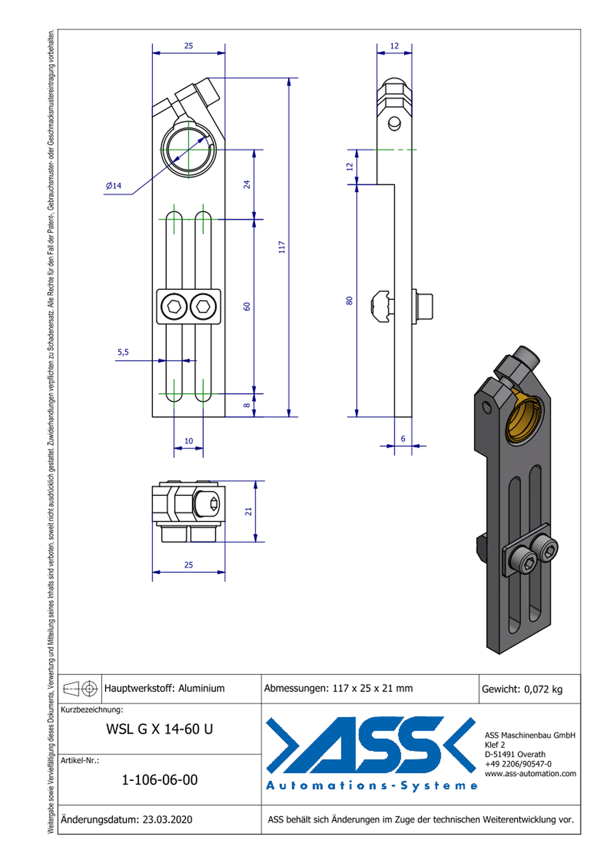 WSL G X 14-60 U Long Angle Clamp with Ball Joint