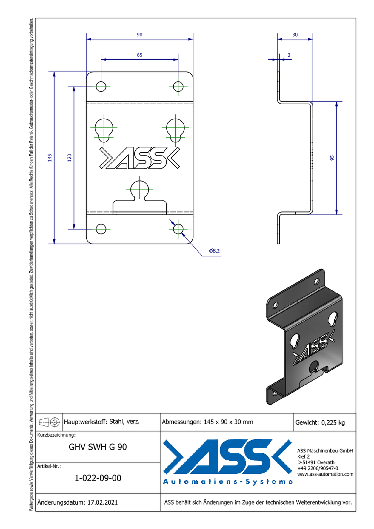 GHV SWH G 90 Wall Mounting for SWH