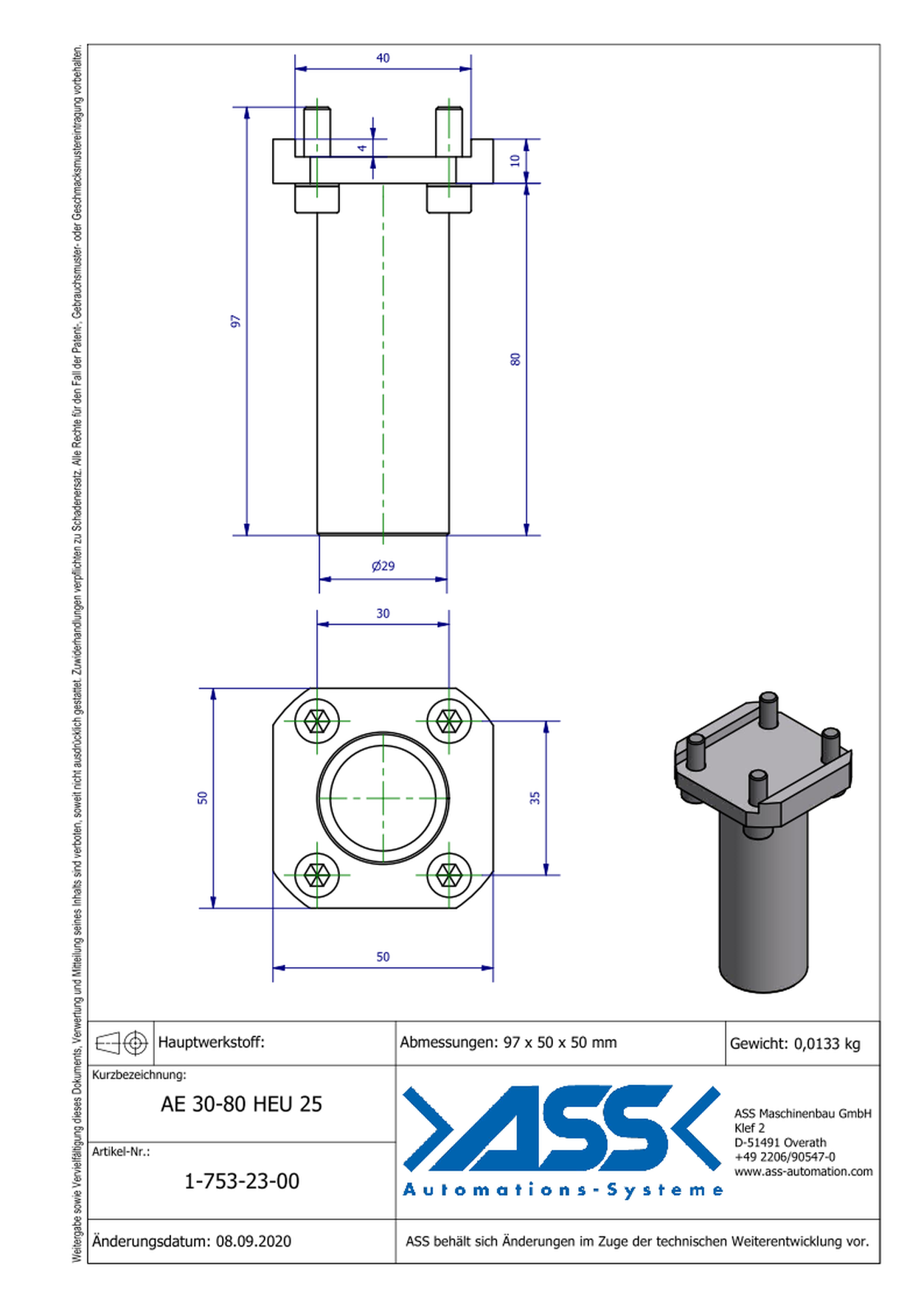 AE 30-80 HEU 25 Mounting Adapter for Stroke Unit HEU