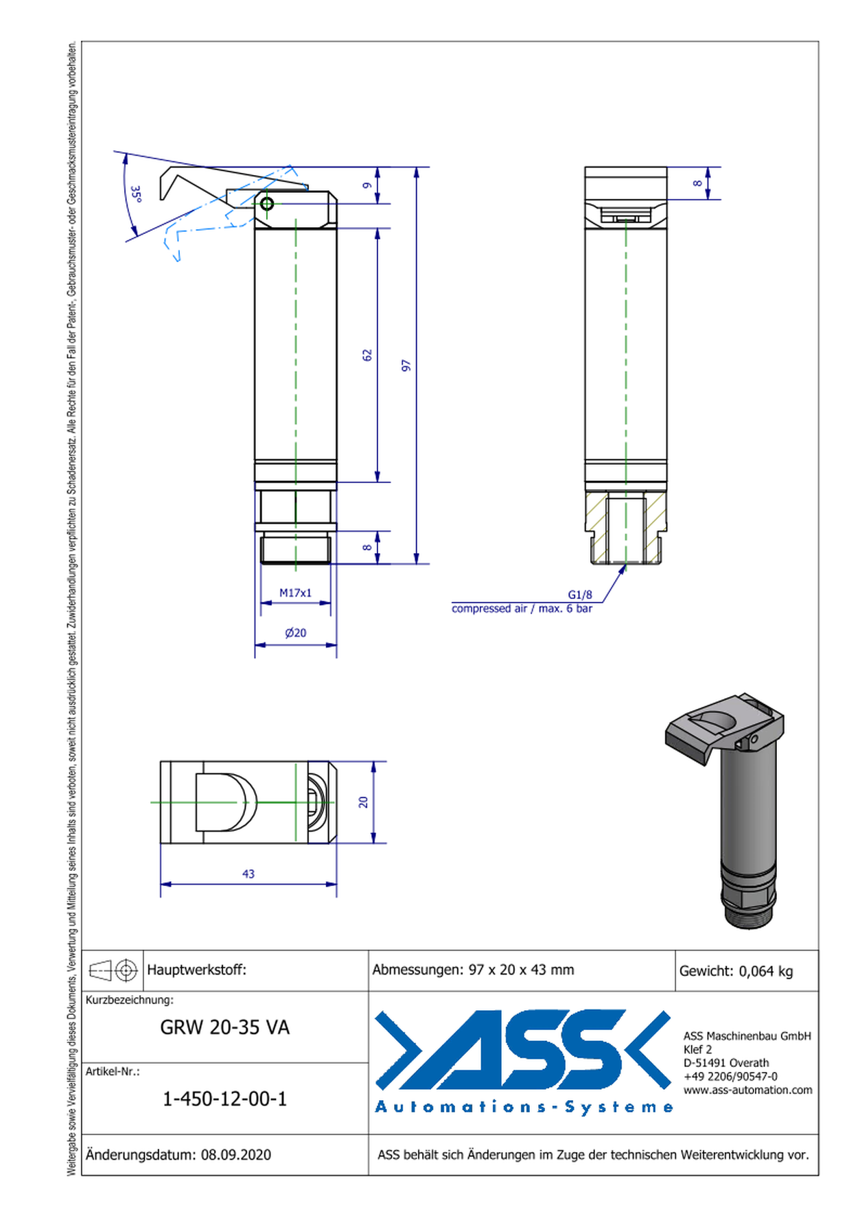 GRW 20-35 VA Gripper Finger 35°