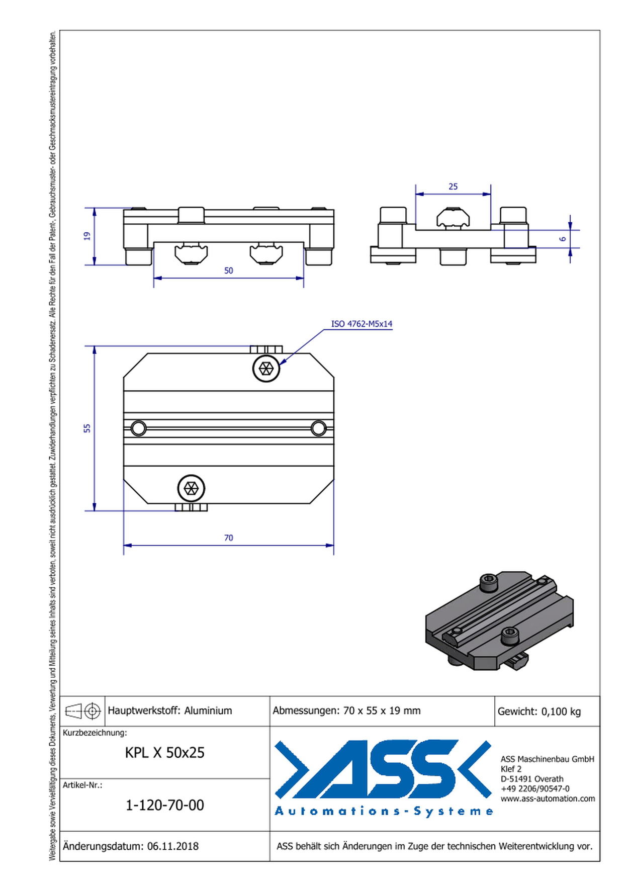 KPL X 50-25 Cross Joint Connector, form-locking