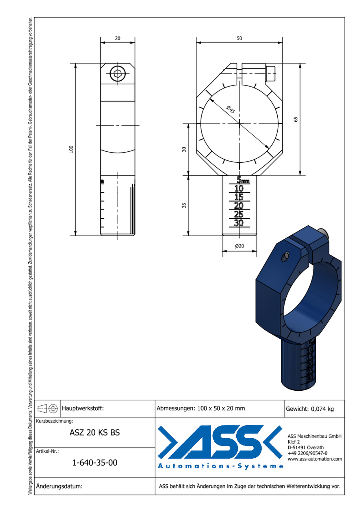  Mounting Bracket for ASN, Blue Scale