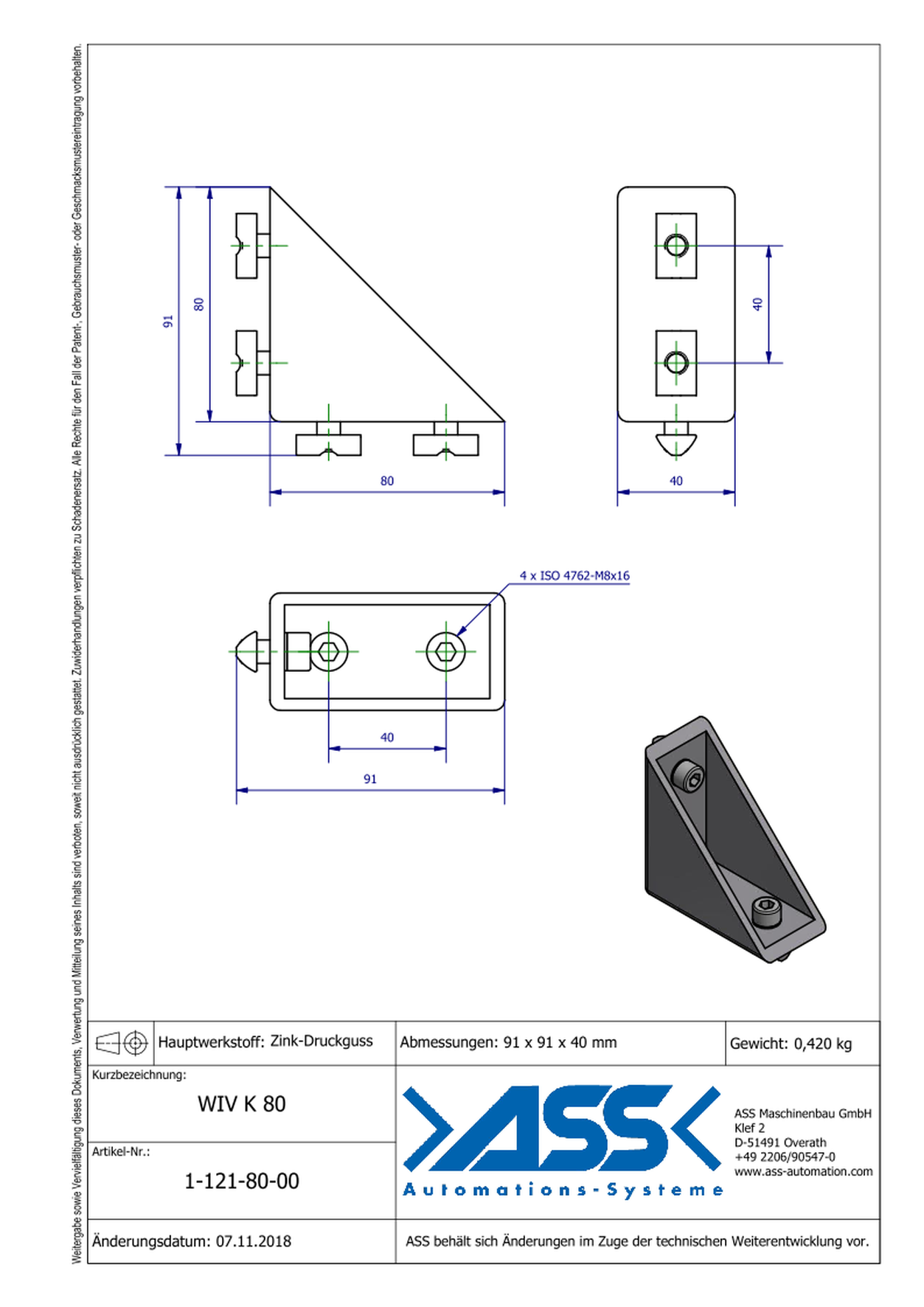 WIV K 80 Angle Joint Connector 90°