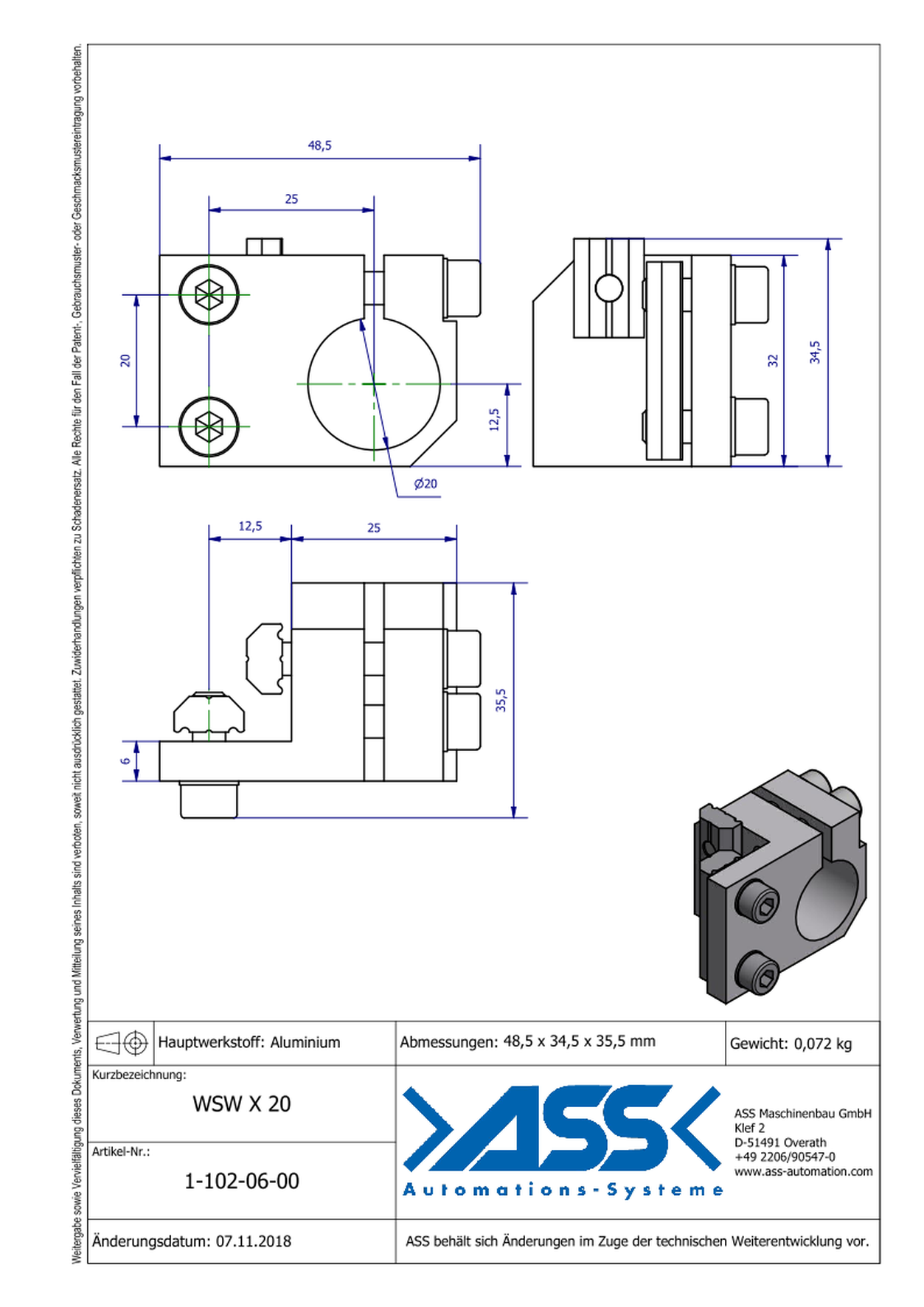 WSW X 20 Angle Clamp