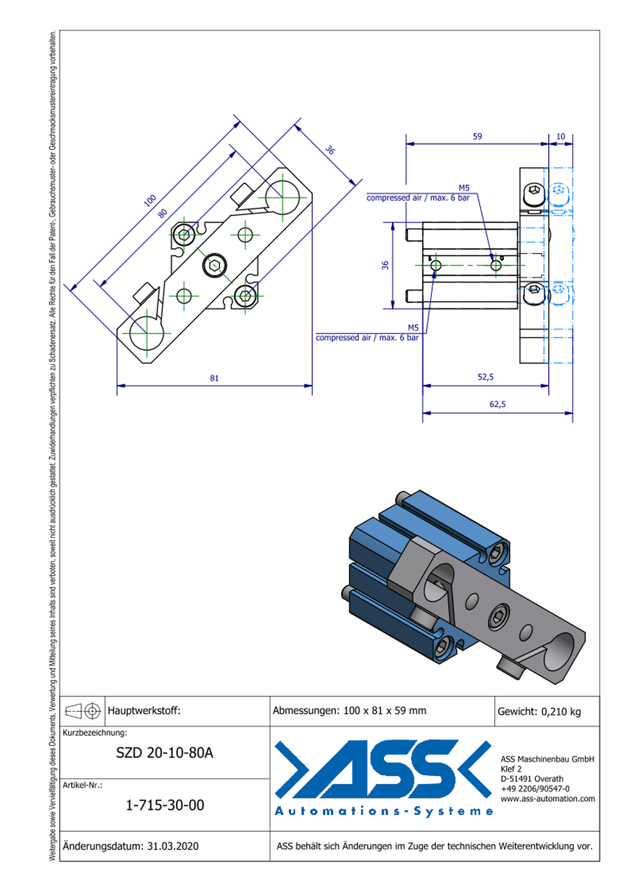 SZD 20-10-80A Special Short Stroke Cylinder