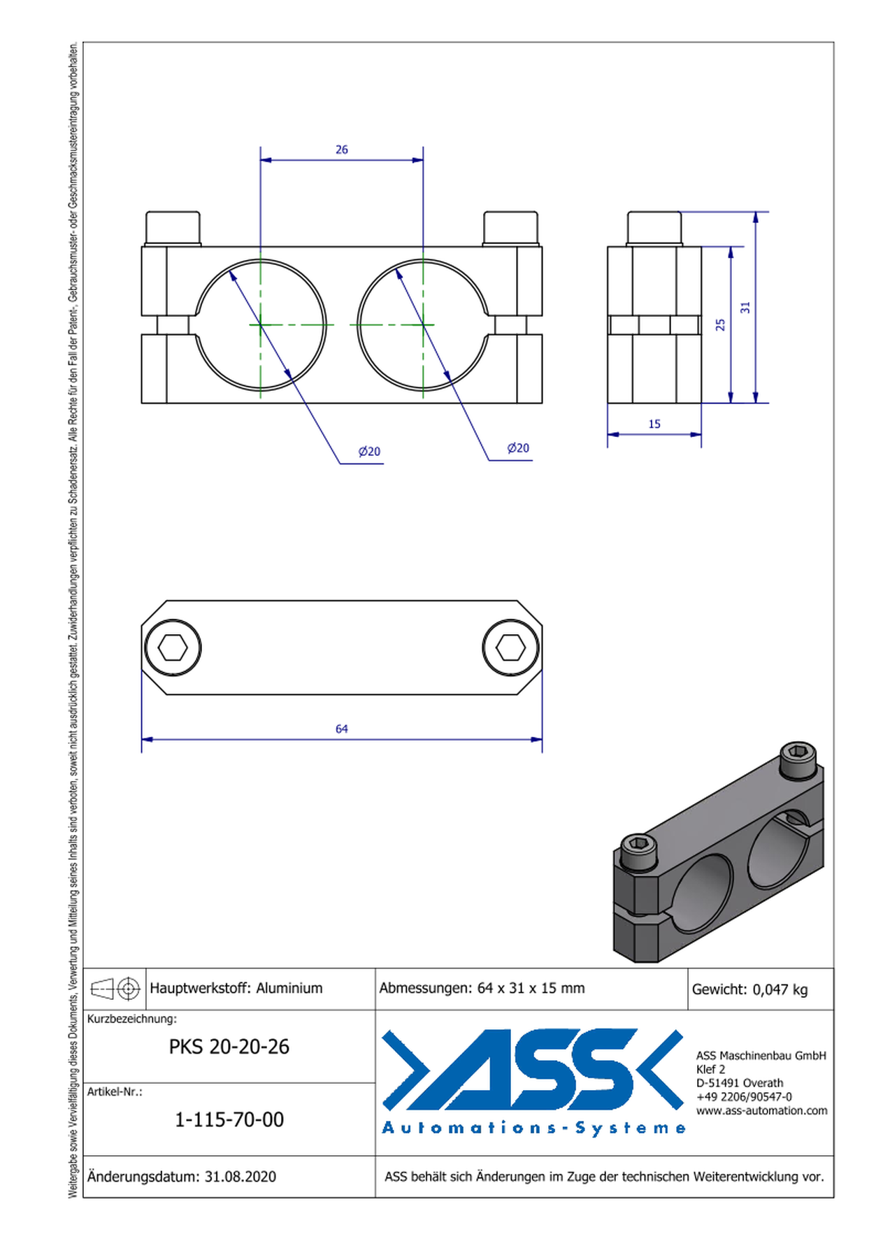 PKS 20-20-26 Parallel Connector