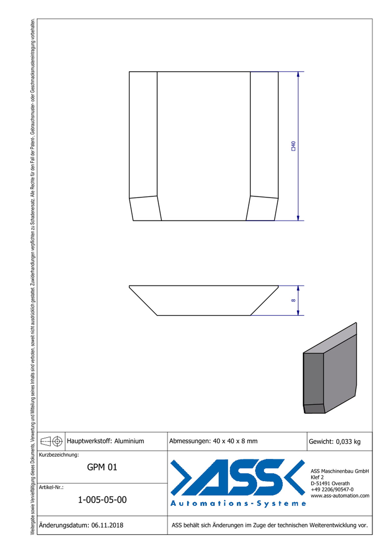 GPM 01 Gripper (EOAT) Base Plate