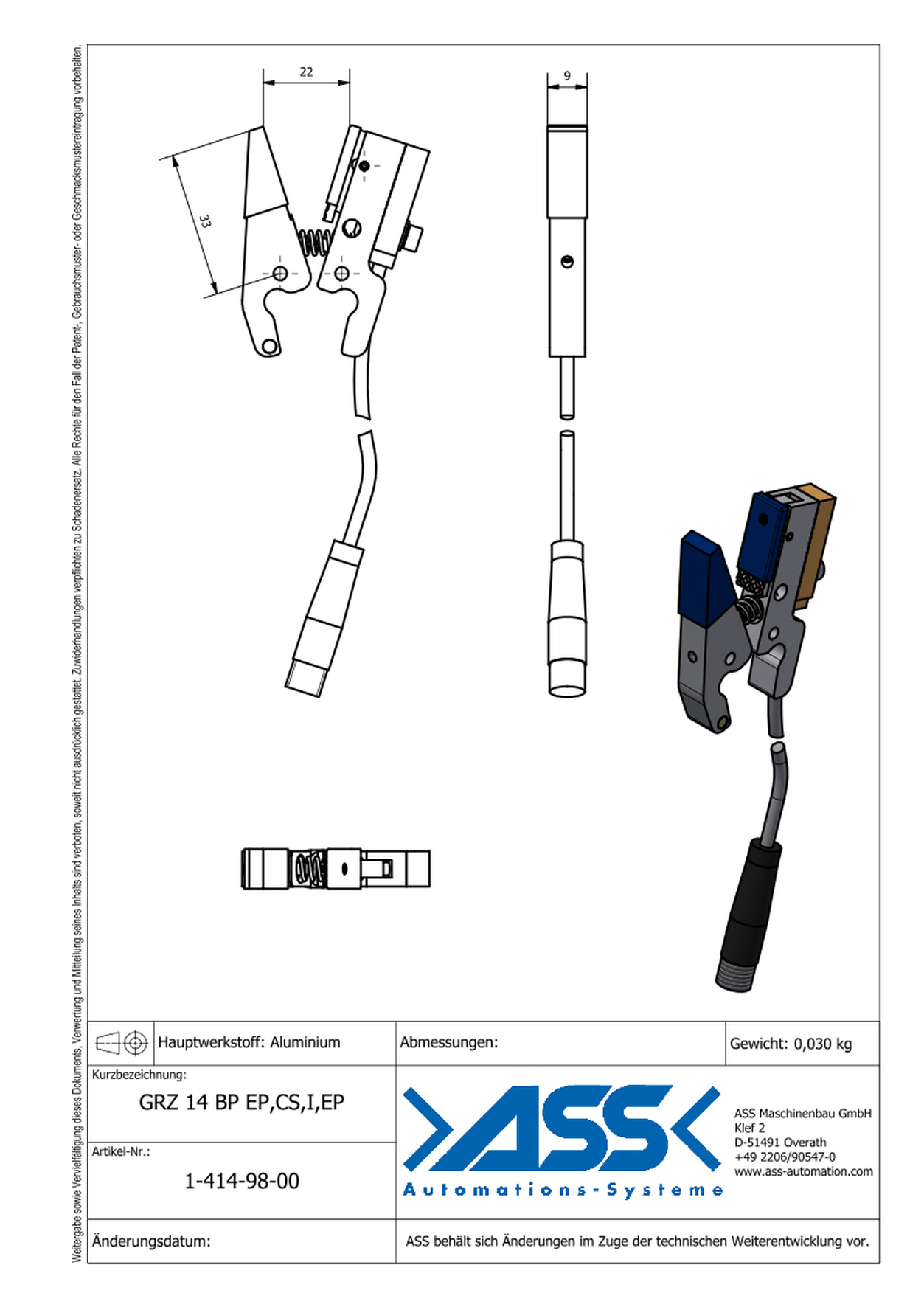 GRZ 14 Gripper Jaws EP,CS,I,EP Jaw Type: EP 90, blue / EP 90, blue + Sensor