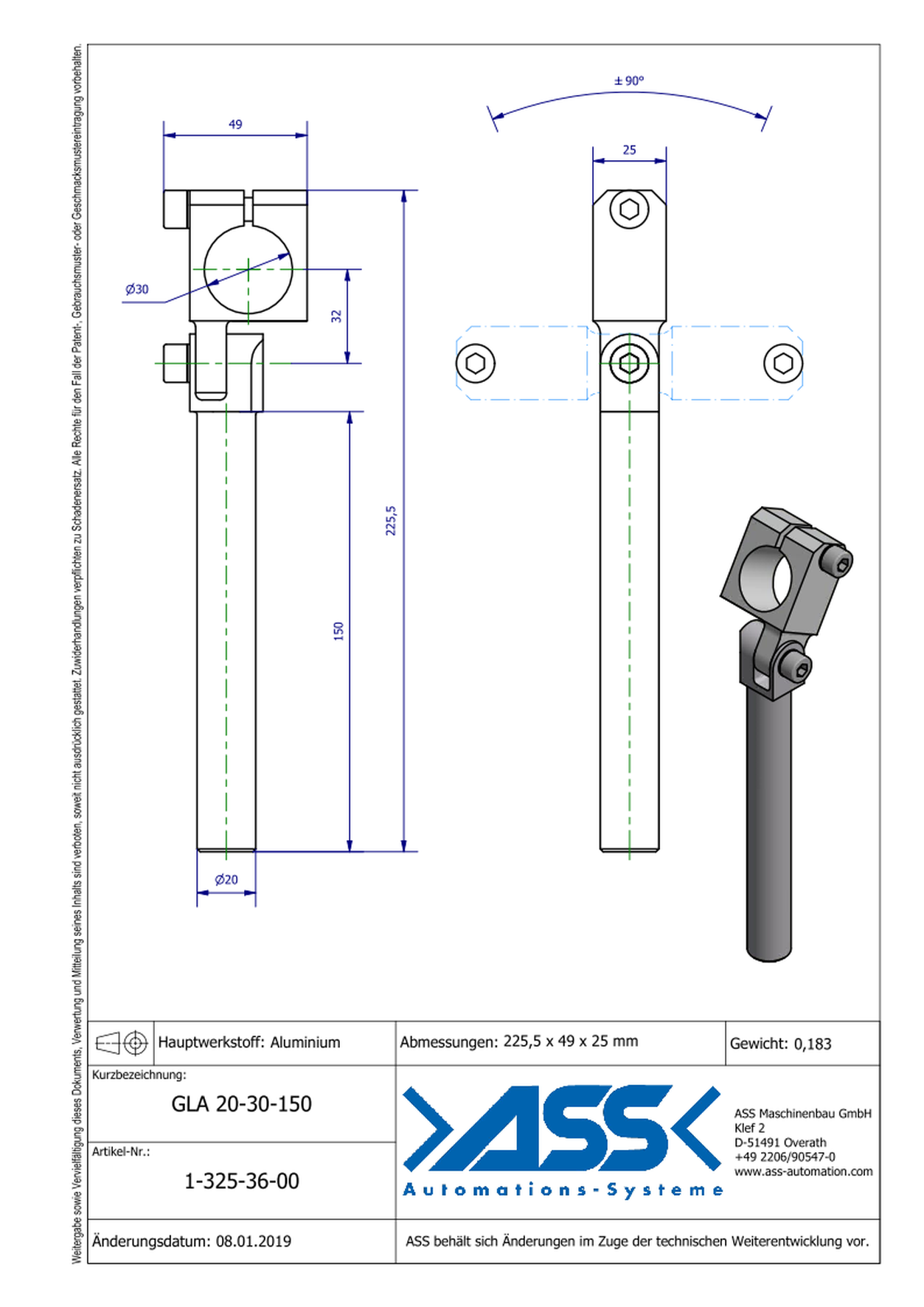 GLA 20-30-150 Elbow Arm