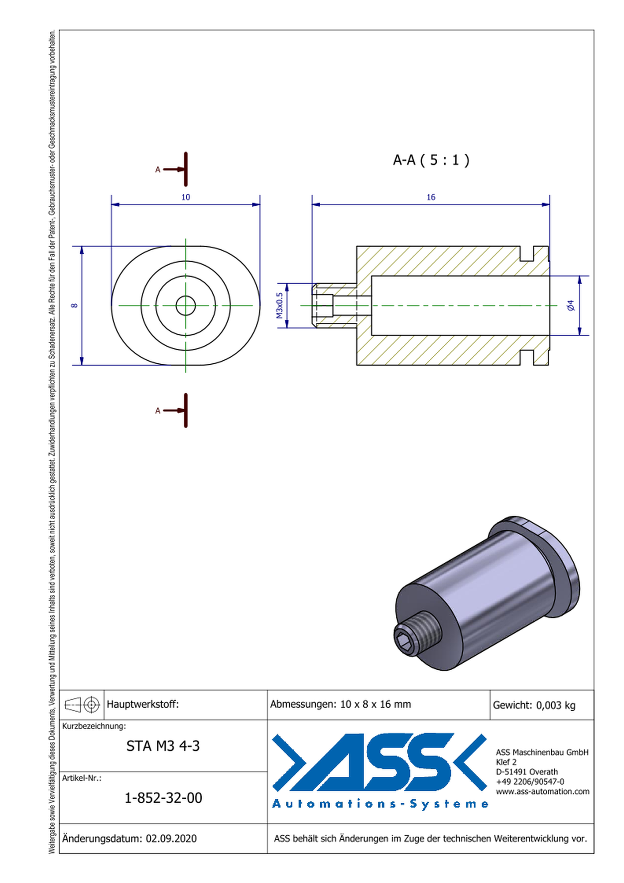 STA M3 4-3 Quick Connector for PSS