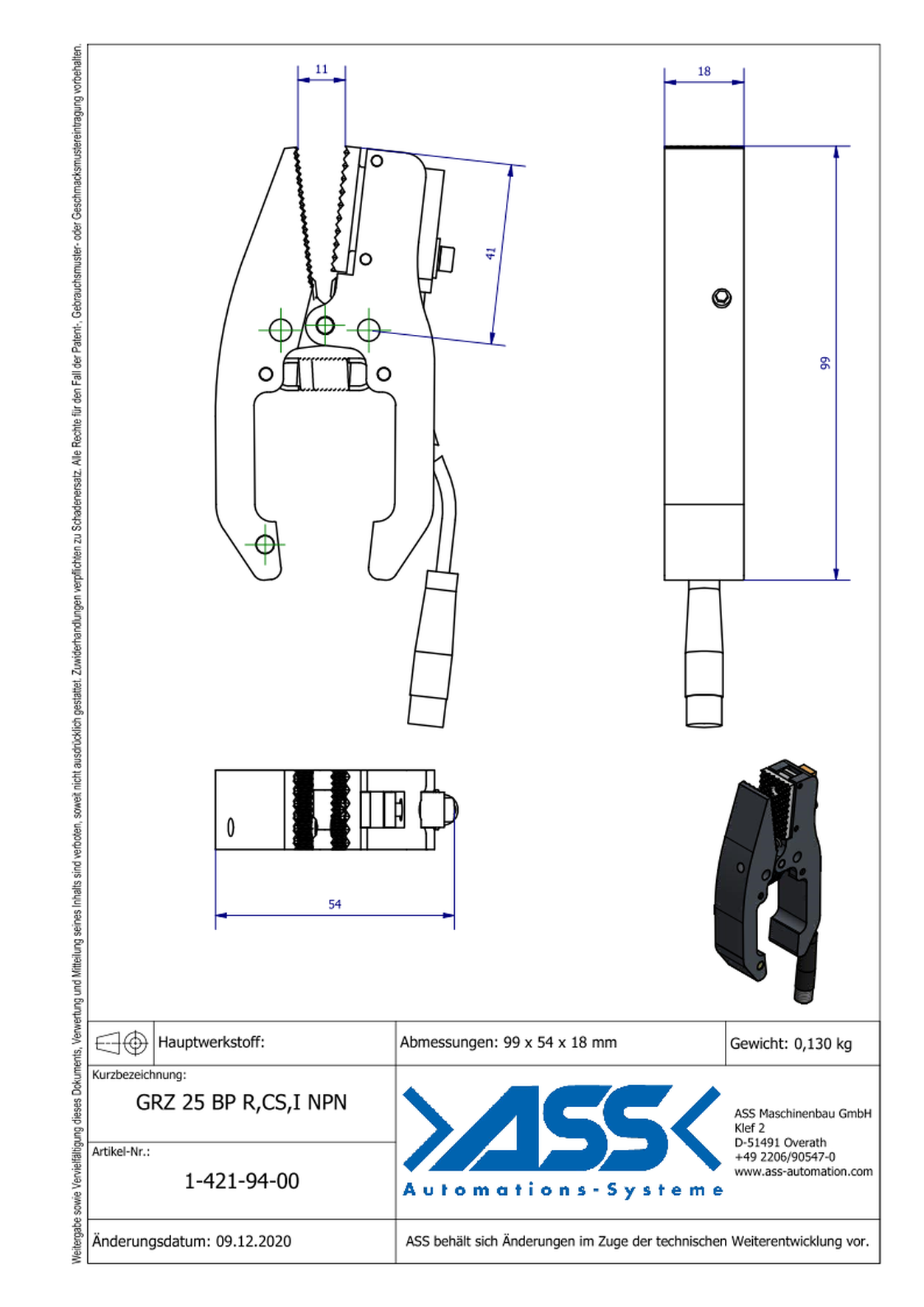 GRZ 25 Gripper Jaws R,CS,I NPN Jaw Type: Chequered / Sensor NPN