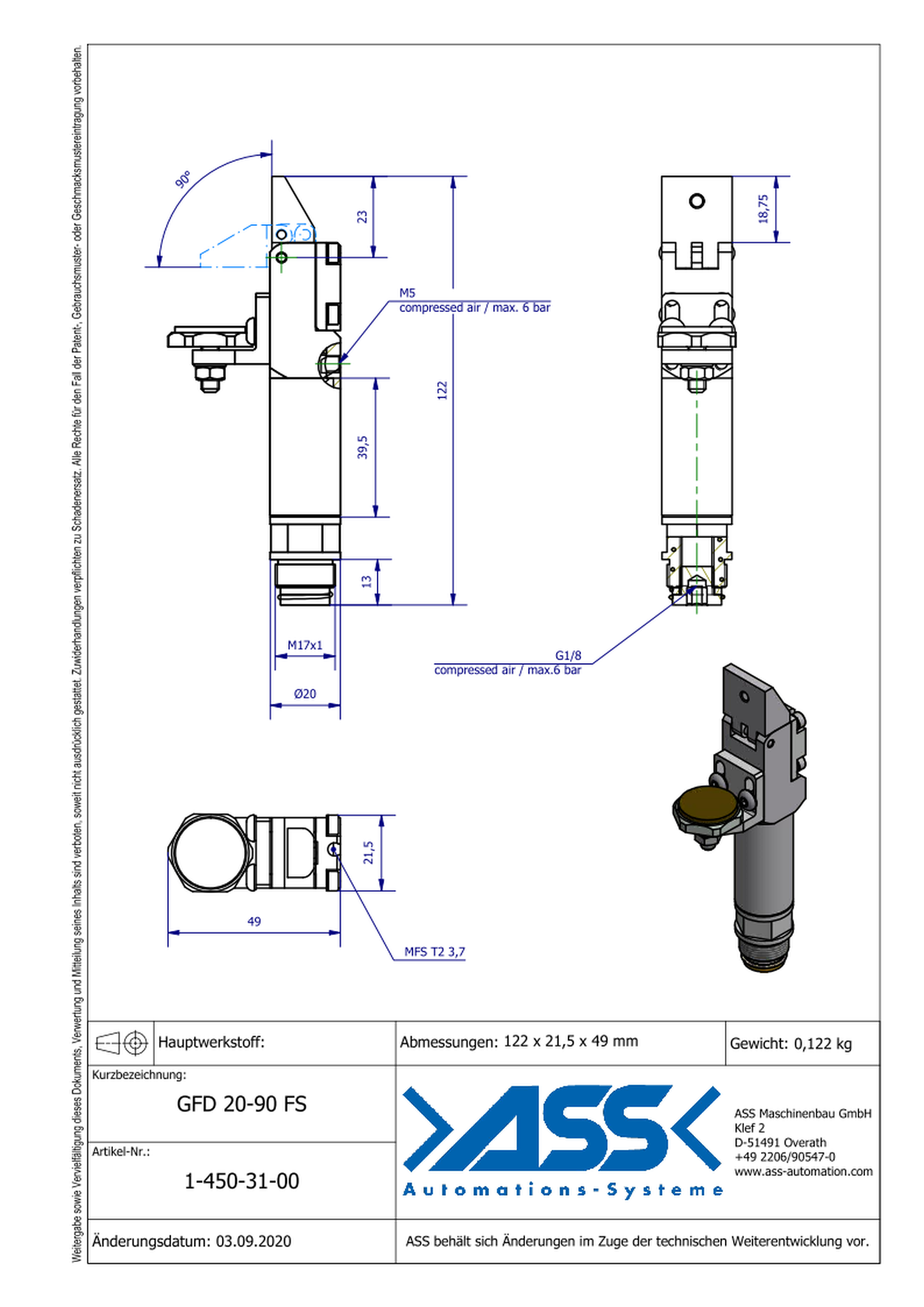 GFD 20-90 FS Gripper Finger 90°, double-acting