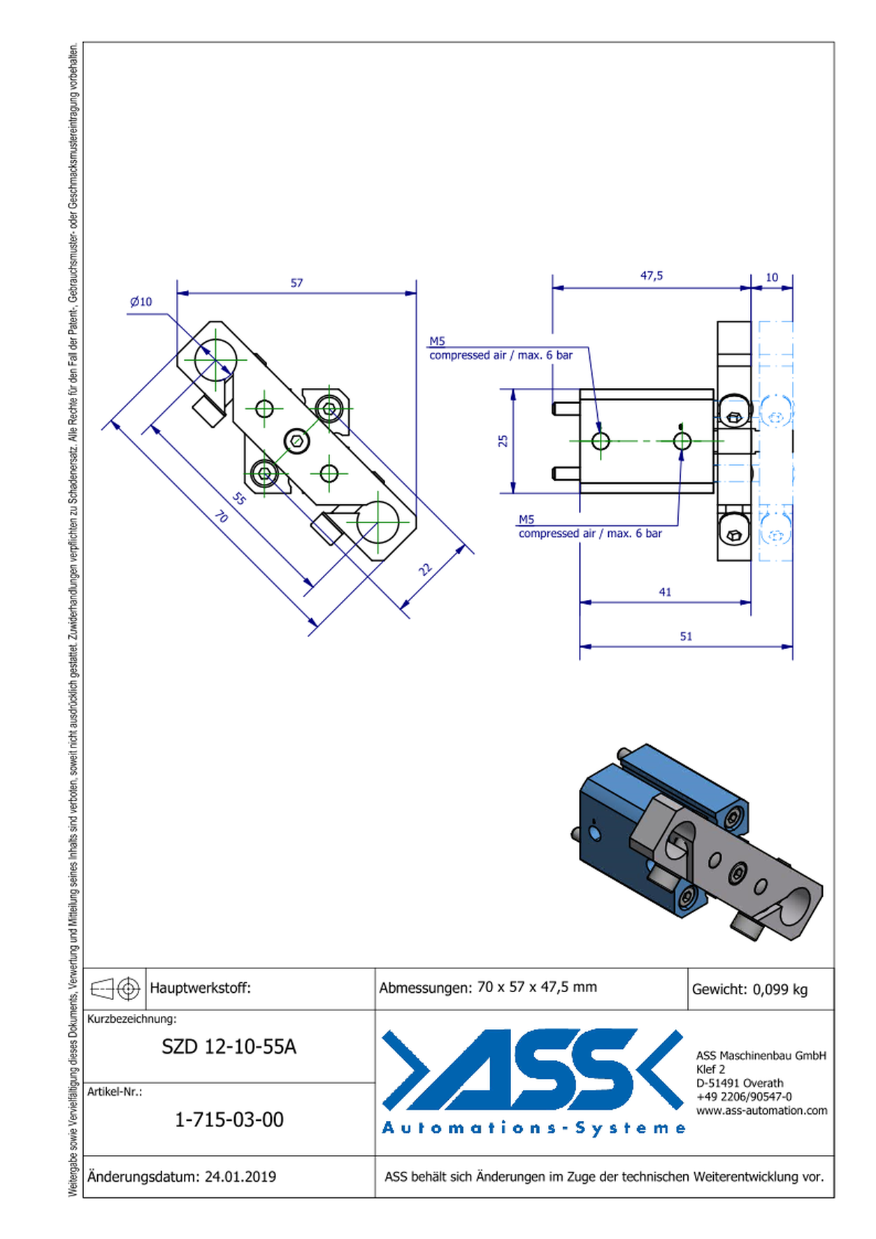 SZD 12-10-55A Special Short Stroke Cylinder