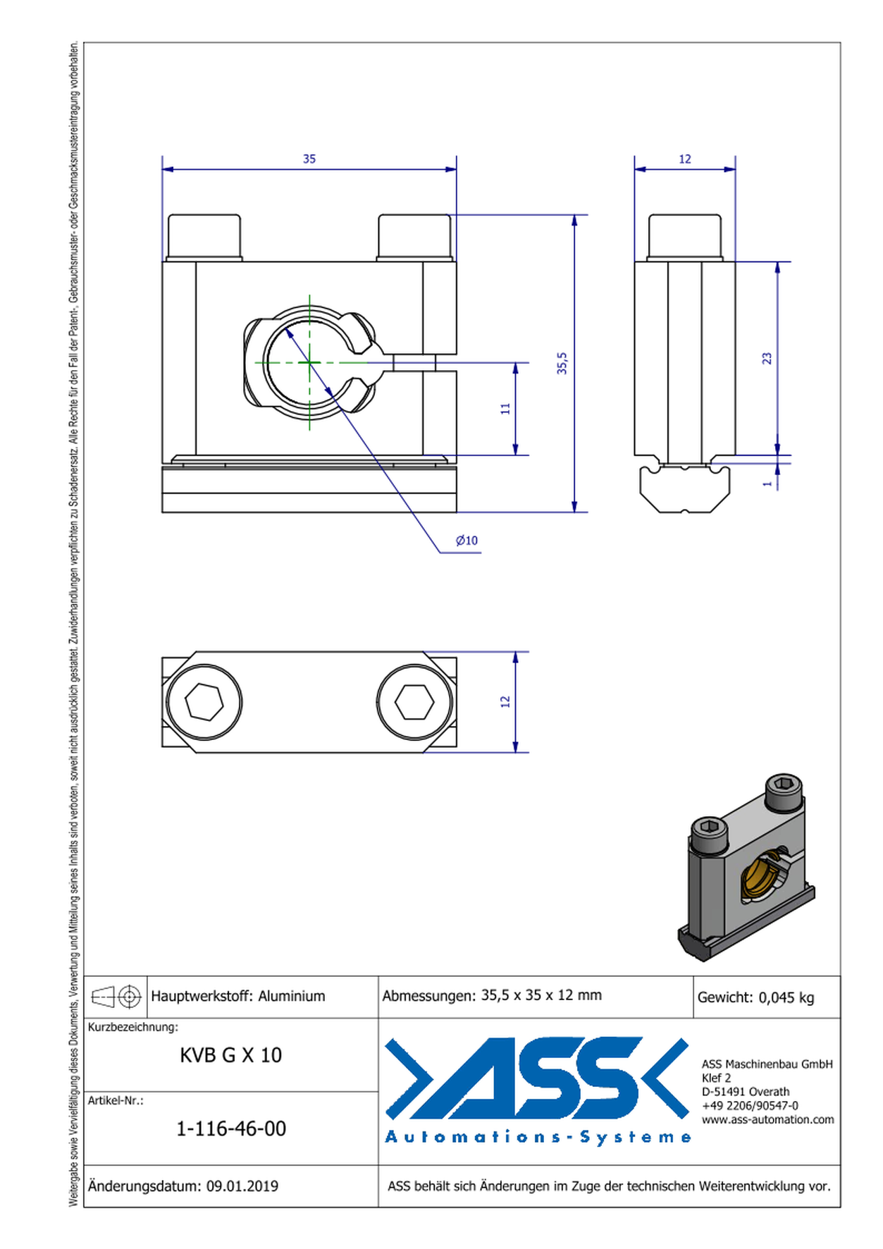 KVB G X 10 Cross Connector with Ball Joint