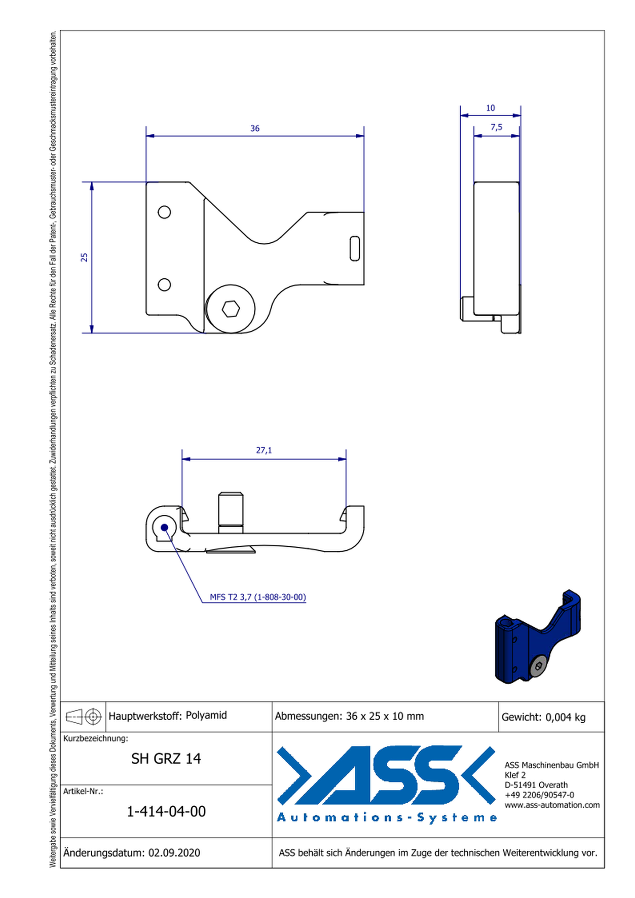 SH GRZ 14 Sensor Bracket