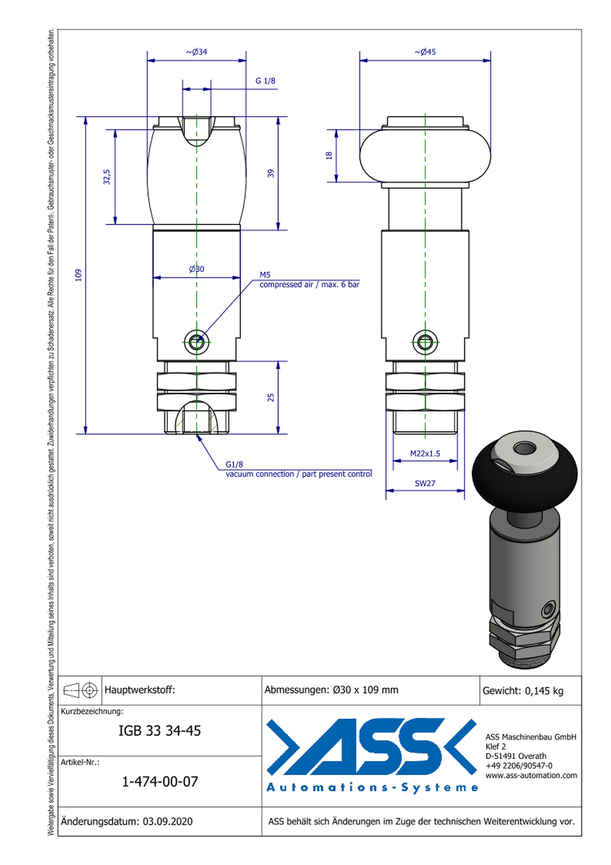 IGB 33 34-45 ID Gripper, Bellow