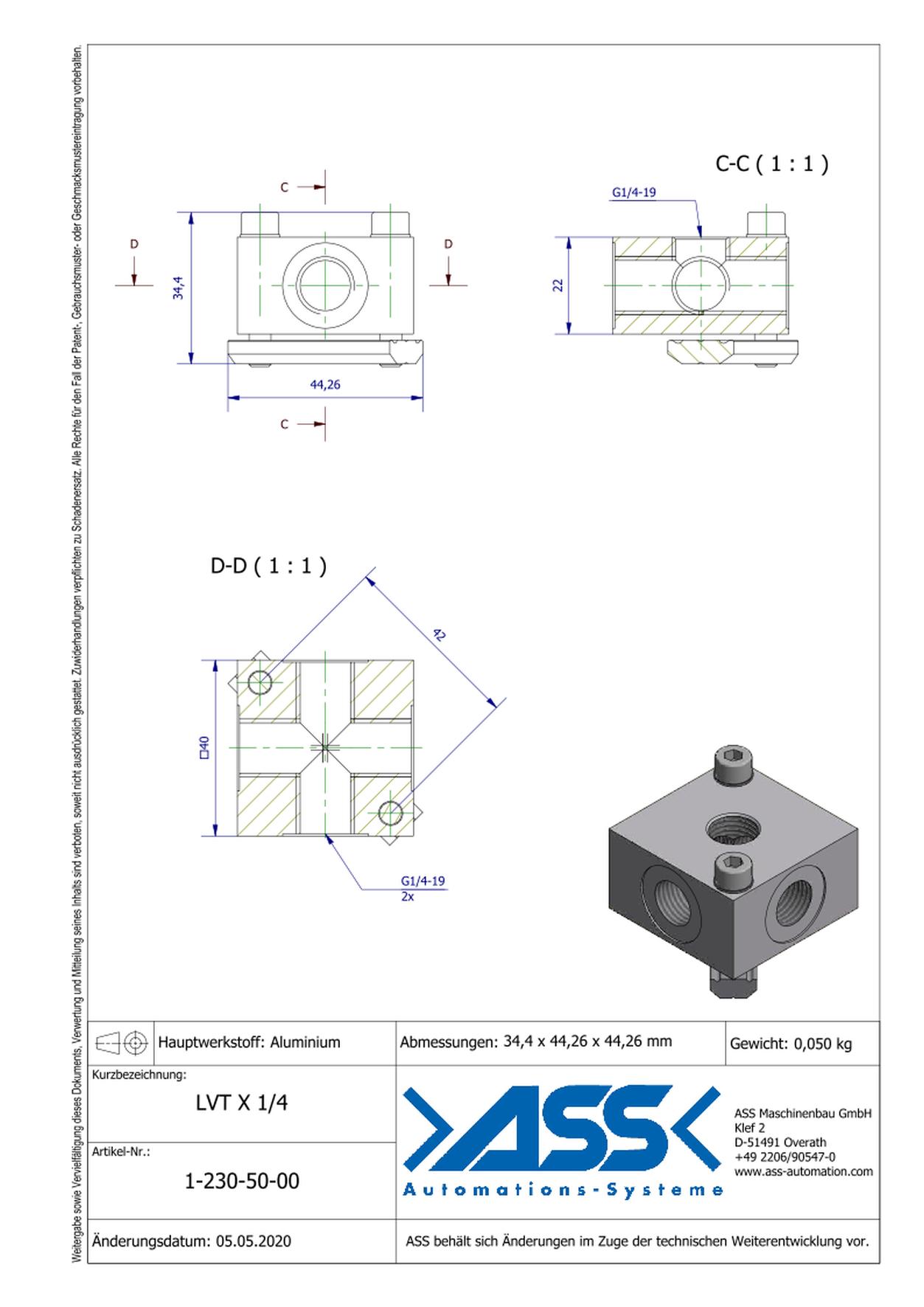 LVT X 1/4 Light Weight Manifold Block