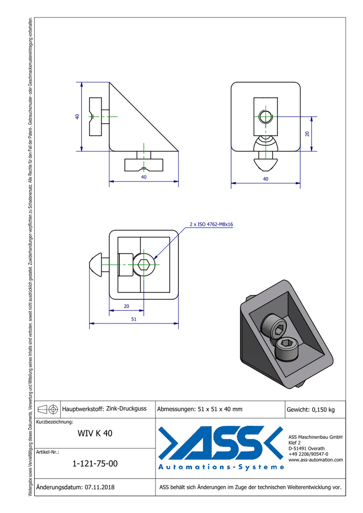 WIV K 40 Angle Joint Connector 90°