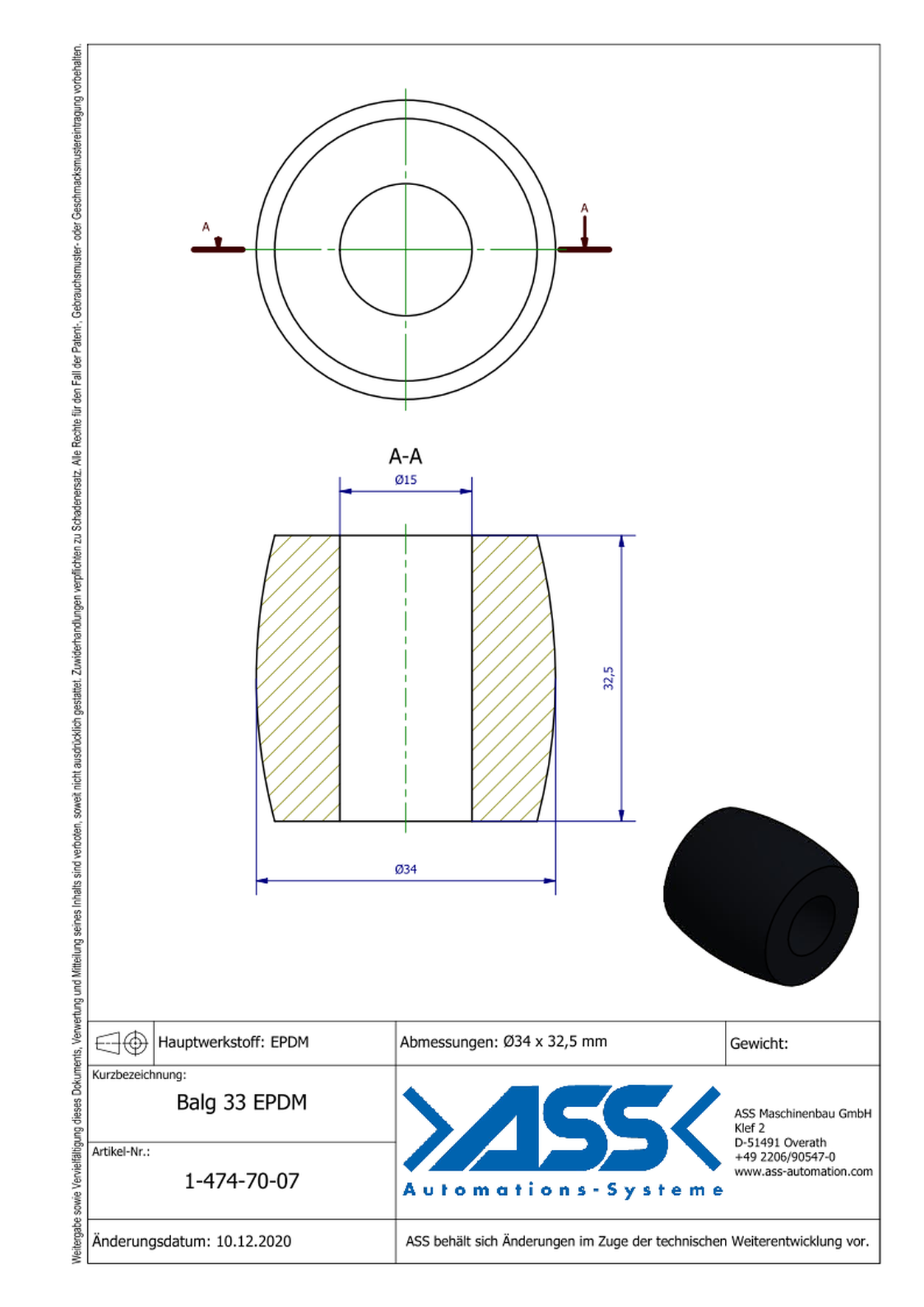 Balg 33 EPDM Spare Bellow for IGB