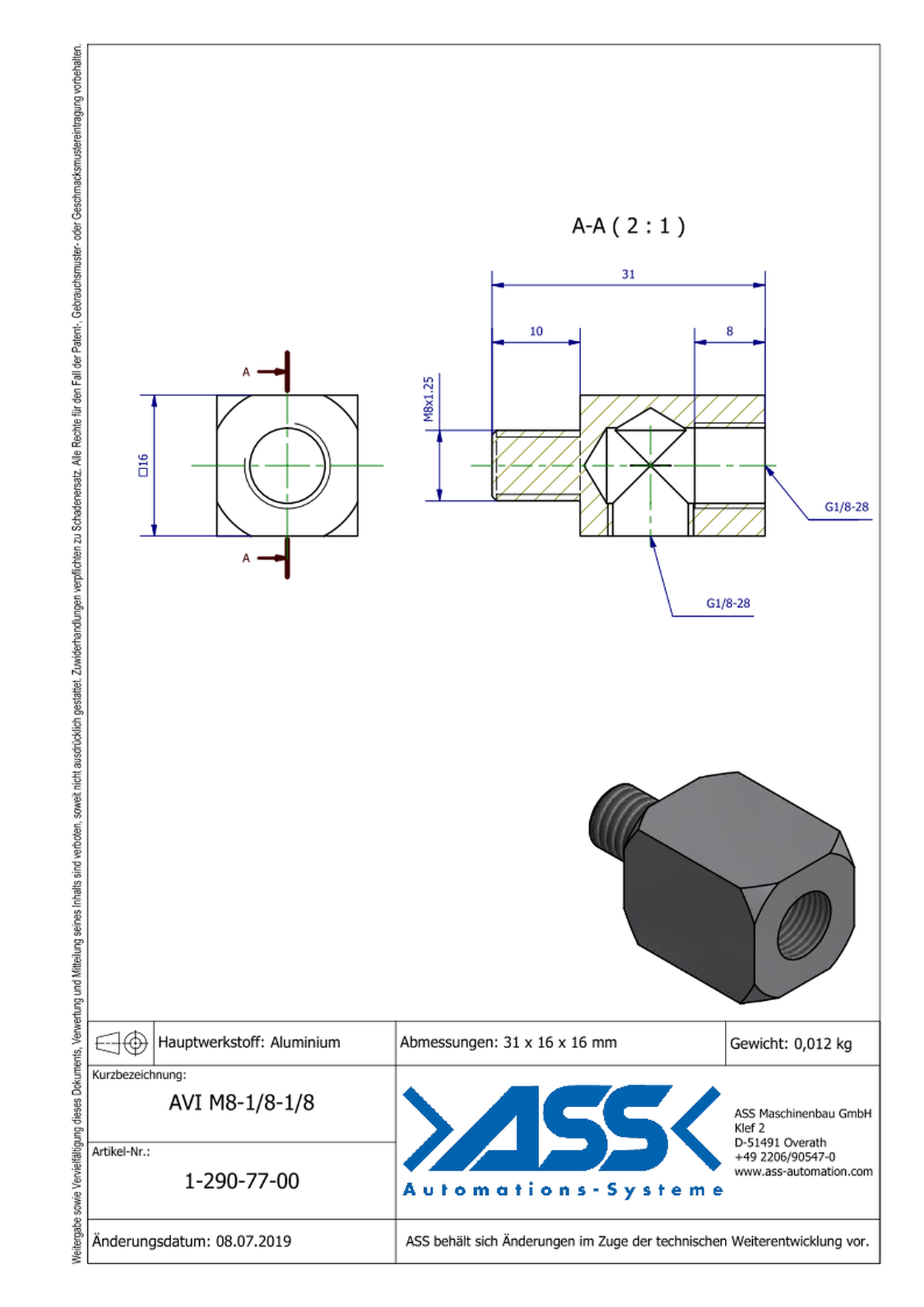 AVI 8-1/8-1/8 Adapter Female