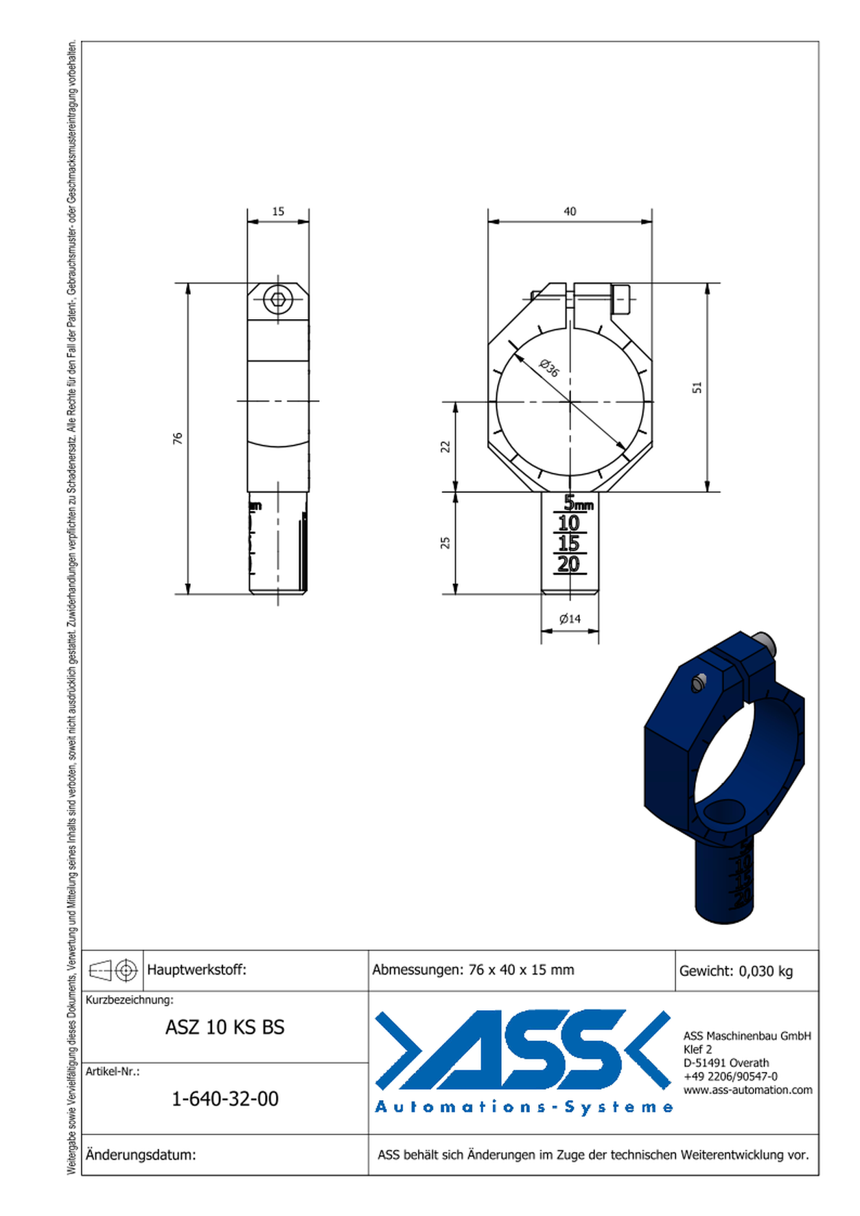  Mounting Bracket for ASN, Blue Scale