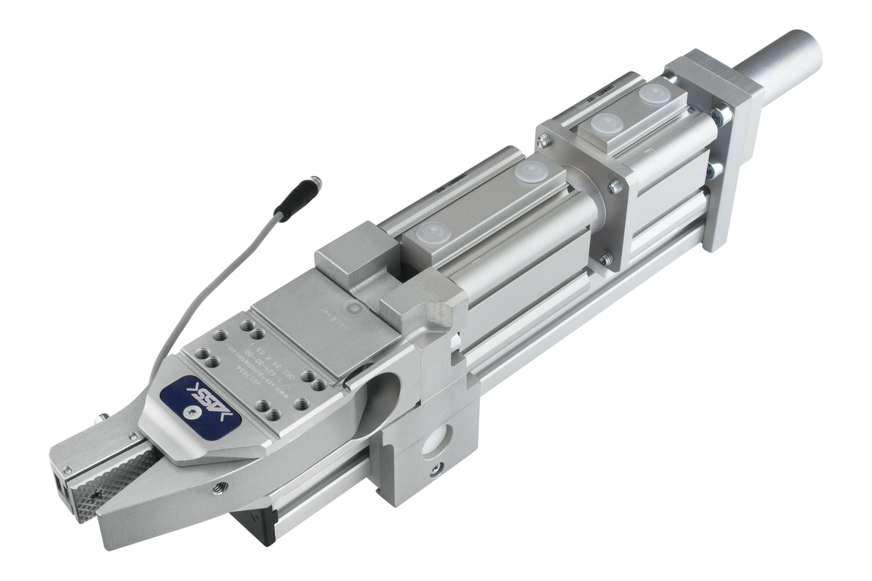 HUZ 25 20-10 mit Option  Gripper 25 with Double Stroke Model: double stroke, Piston Ø: 25 mm, Stroke demoulding: 20 mm, Jaw type: chequered / query, Dtroke delivering: 10 mm, Connection: plug M8, Signal output: PNP