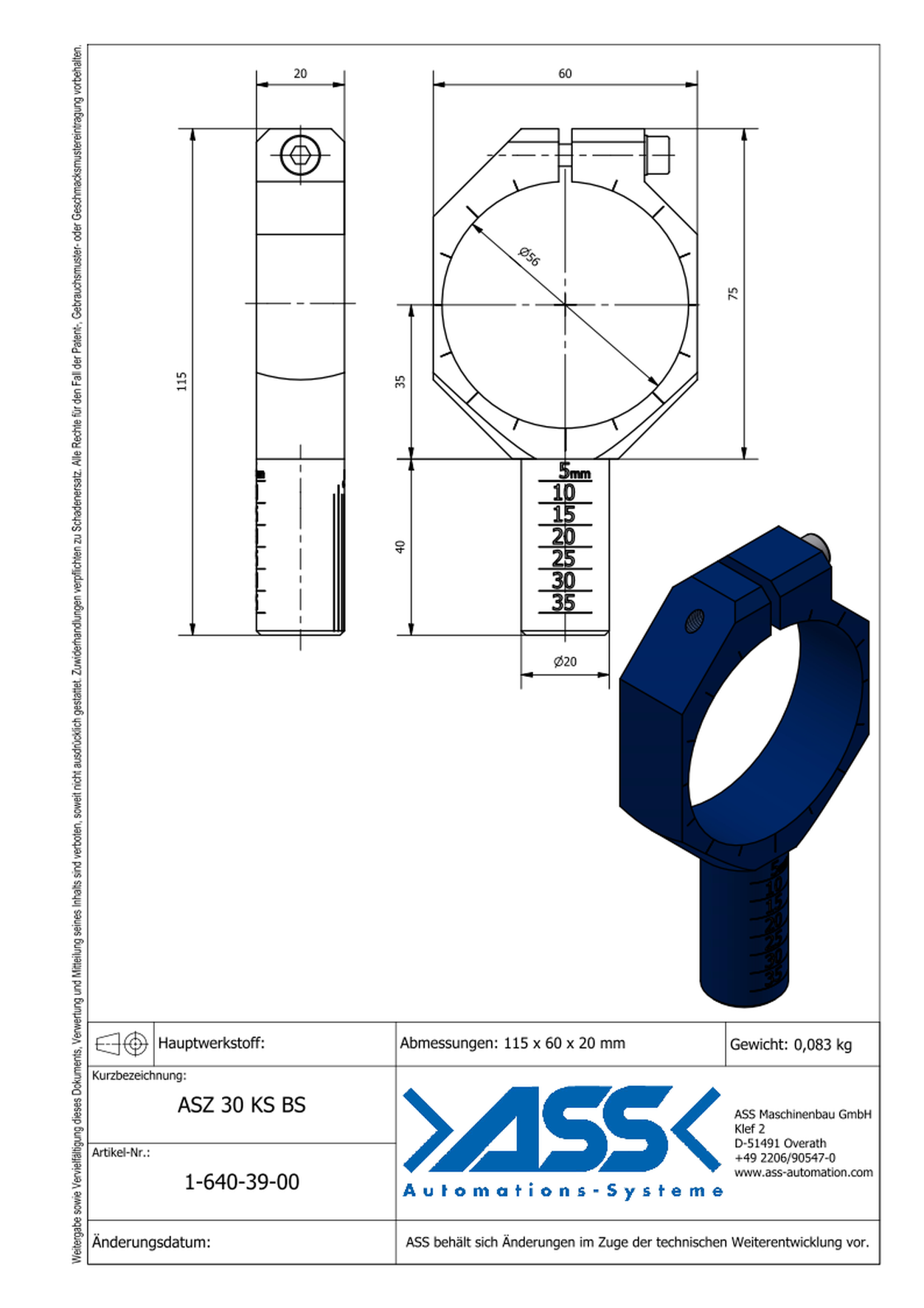  Mounting Bracket for ASN, Blue Scale