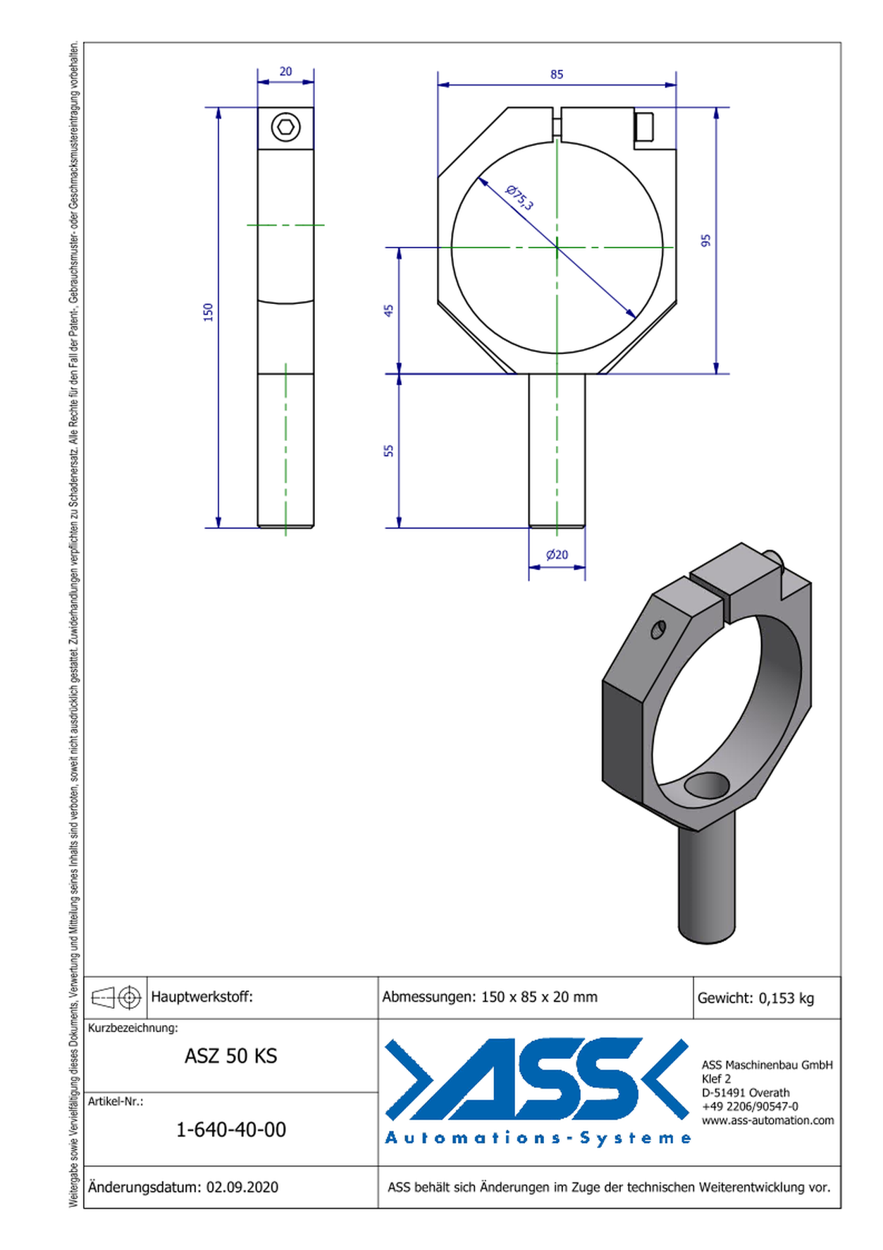 ASZ 50 KS Mounting Bracket for ASN