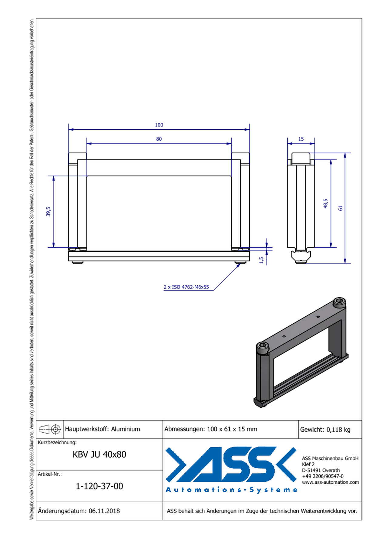 KBV JU 40-80 Square Joint Connector