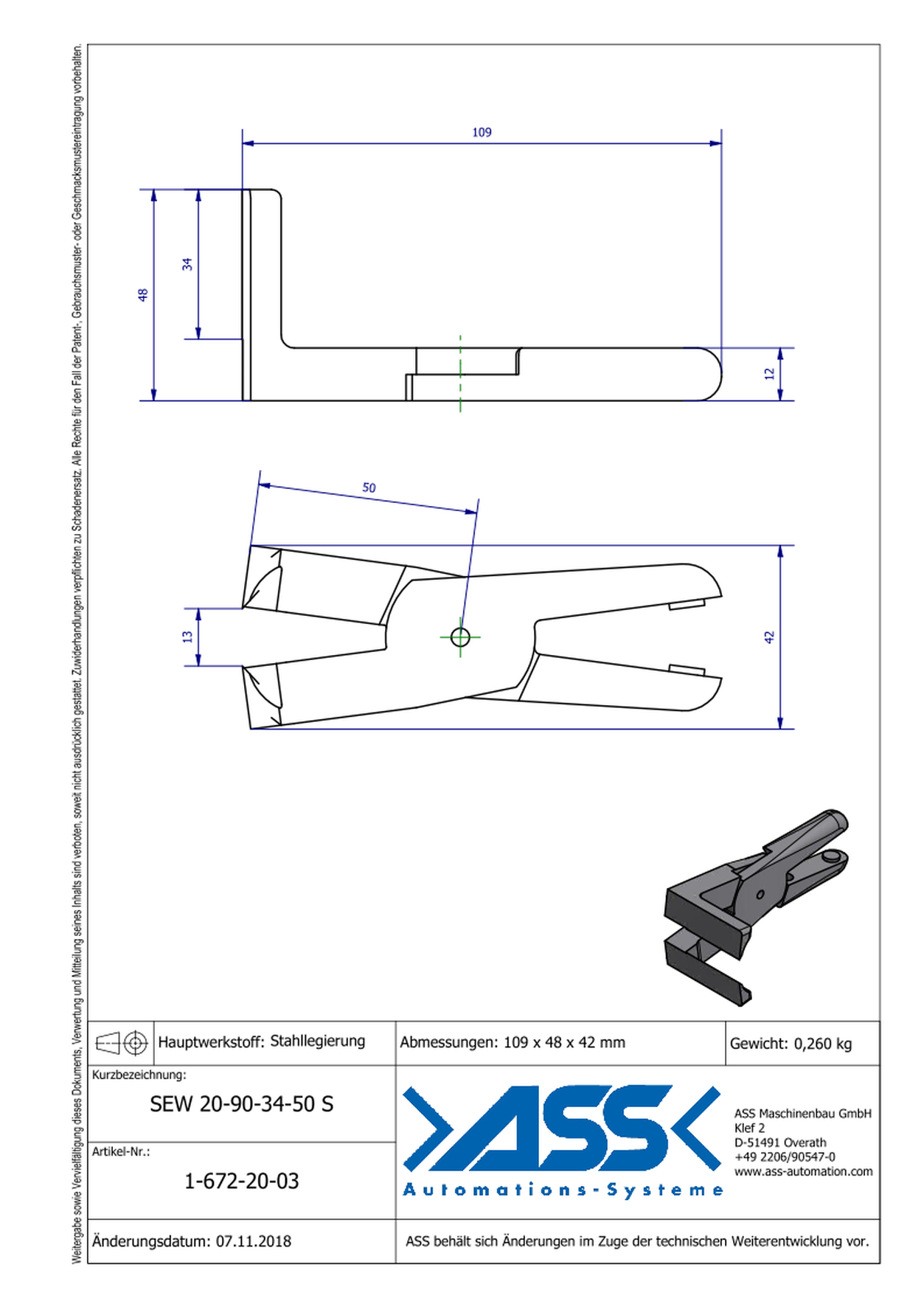 SEW20-90-34-50S Nipper Blade, angulated 90°, for ASN 20