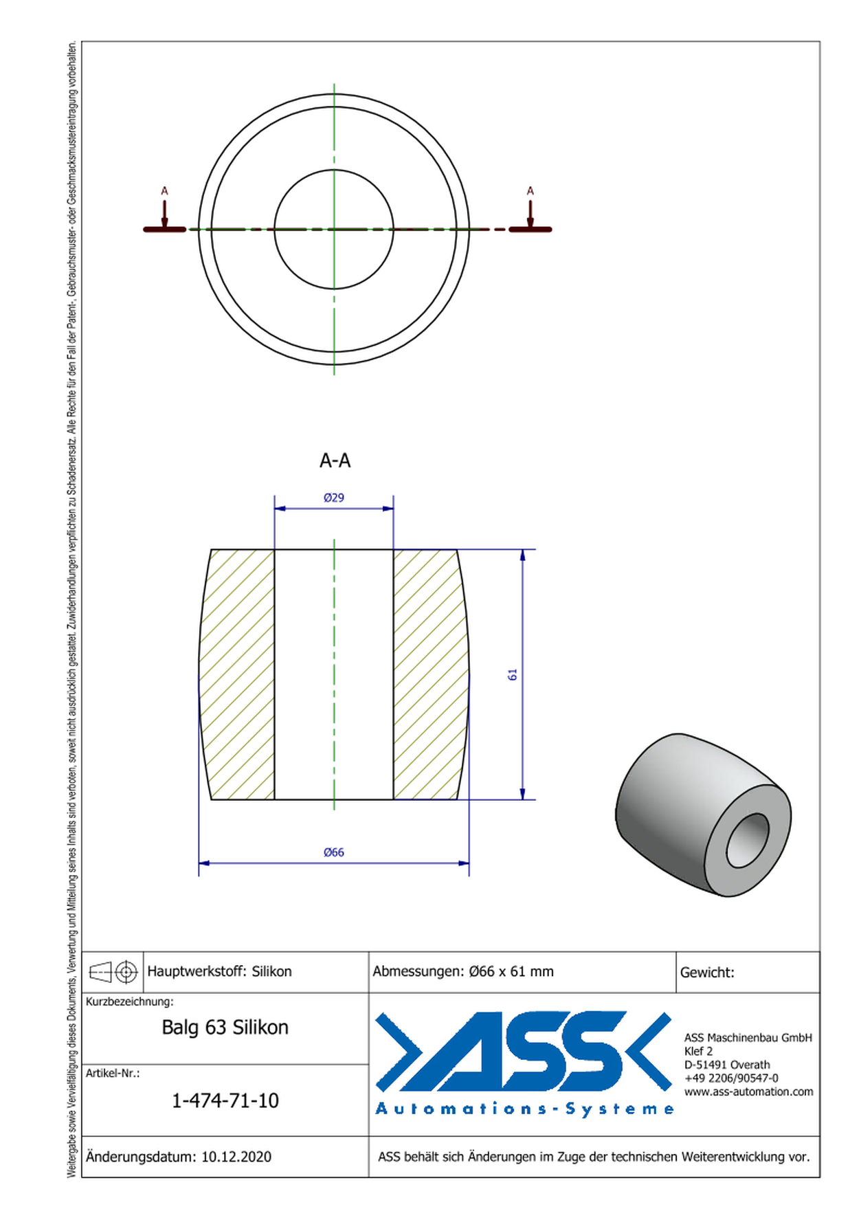 Balg 63 Silikon Spare Bellow for IGB