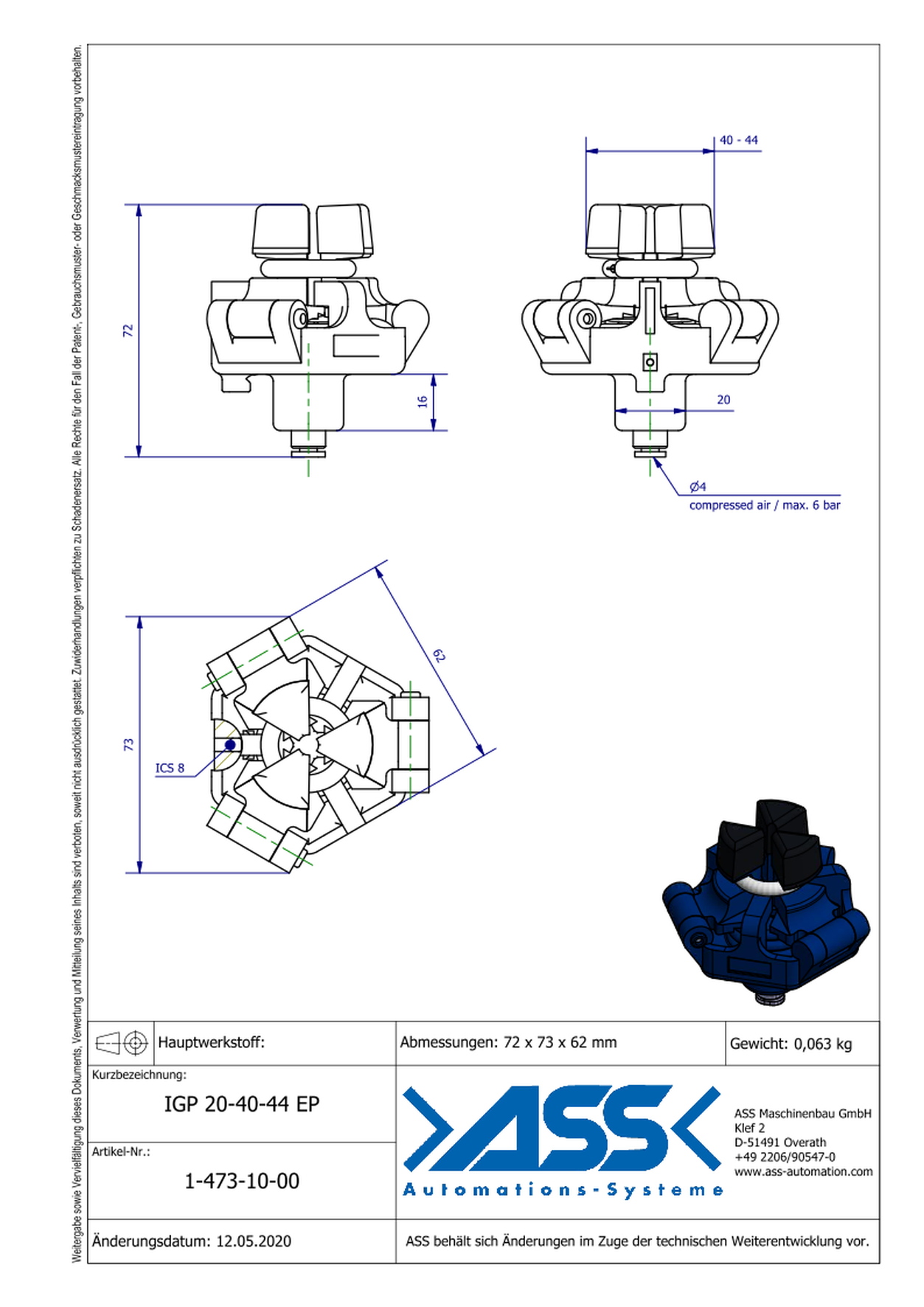 IGP 20-40-44 EP ID Gripper with EP Coating