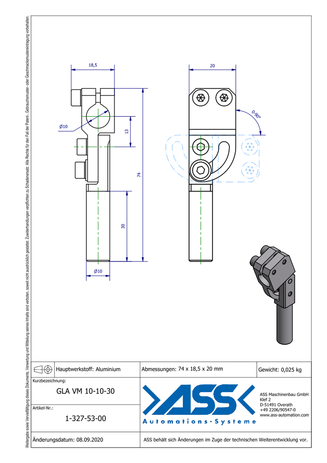 GLA VM 10-10-30 Gripper Arm, reinfoced, mirrored