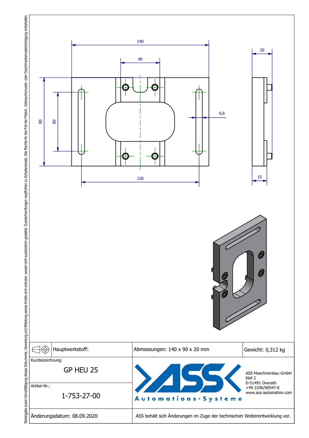 GP HEU 25 Base Plate for Stroke Unit HEU