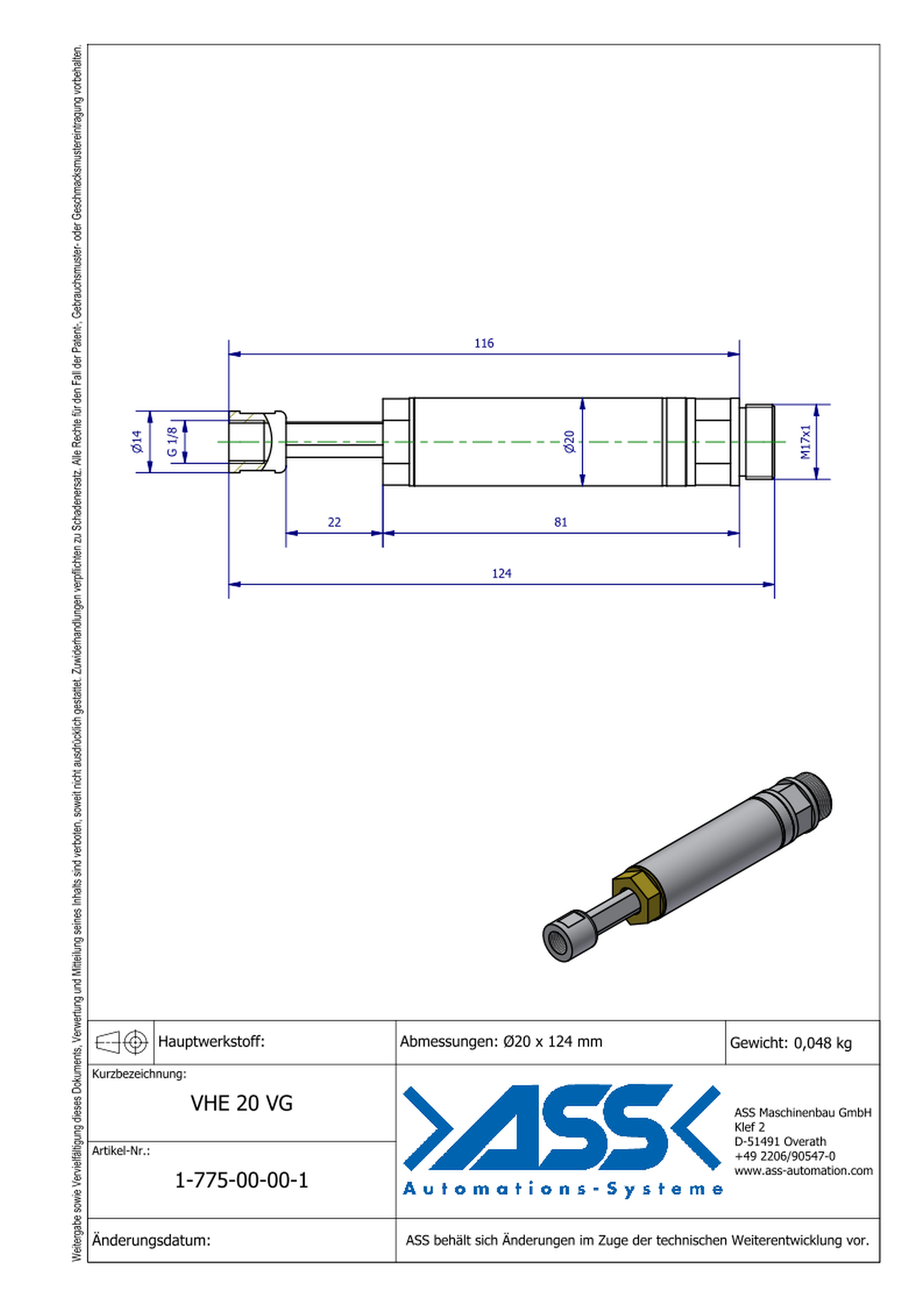 VHE 20 VG Vacuum Stroke Unit, non-rotating