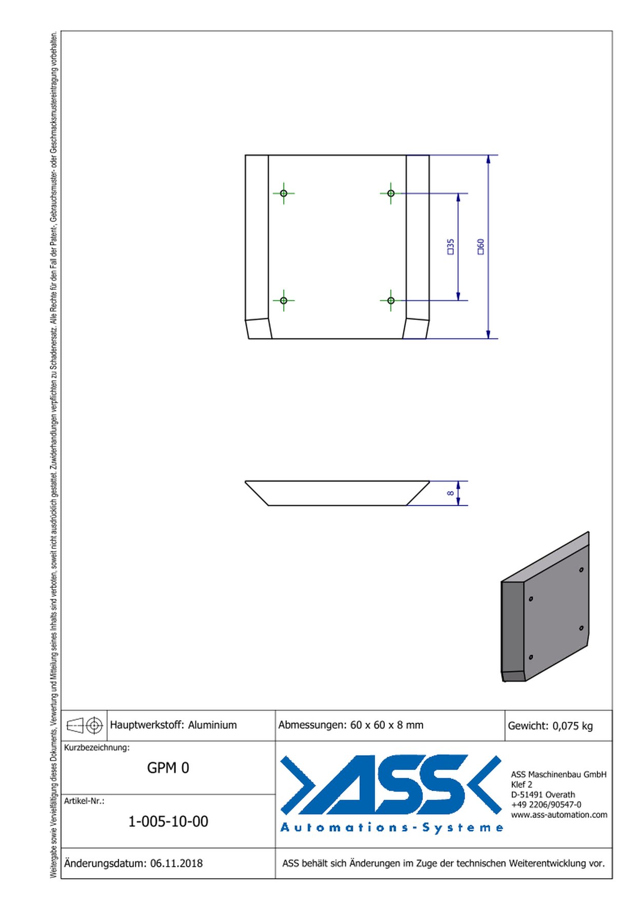 GPM 0 Gripper (EOAT) Base Plate