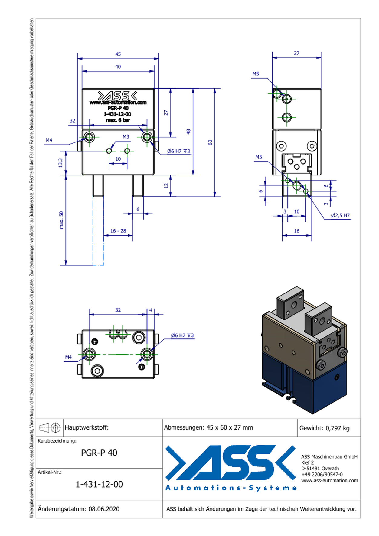 PGR-P 40 Parallel Gripper, pneumatic