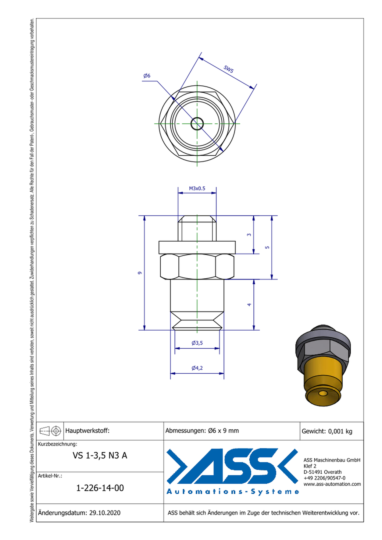 VS 1-3,5 N3 A Vacuum Cup, 1 Bellow, anti-static, Micro Series