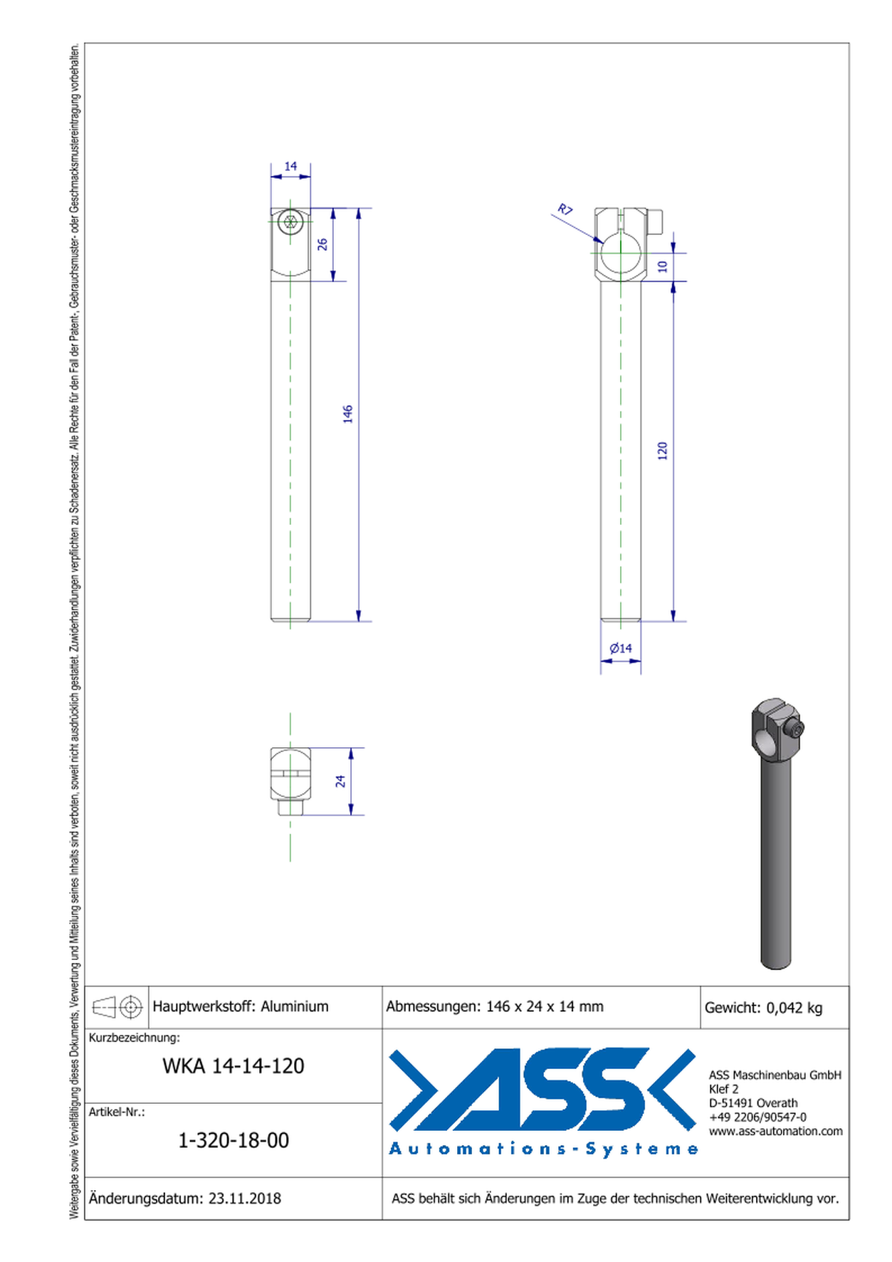 WKA 14-14-120 Angle Arm