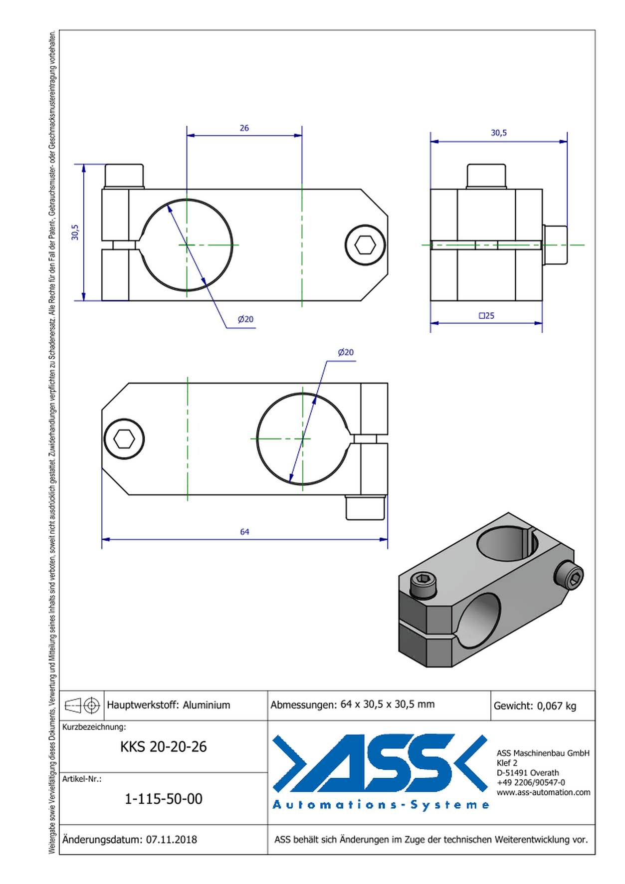 KKS 20-20-26 Cross Connector