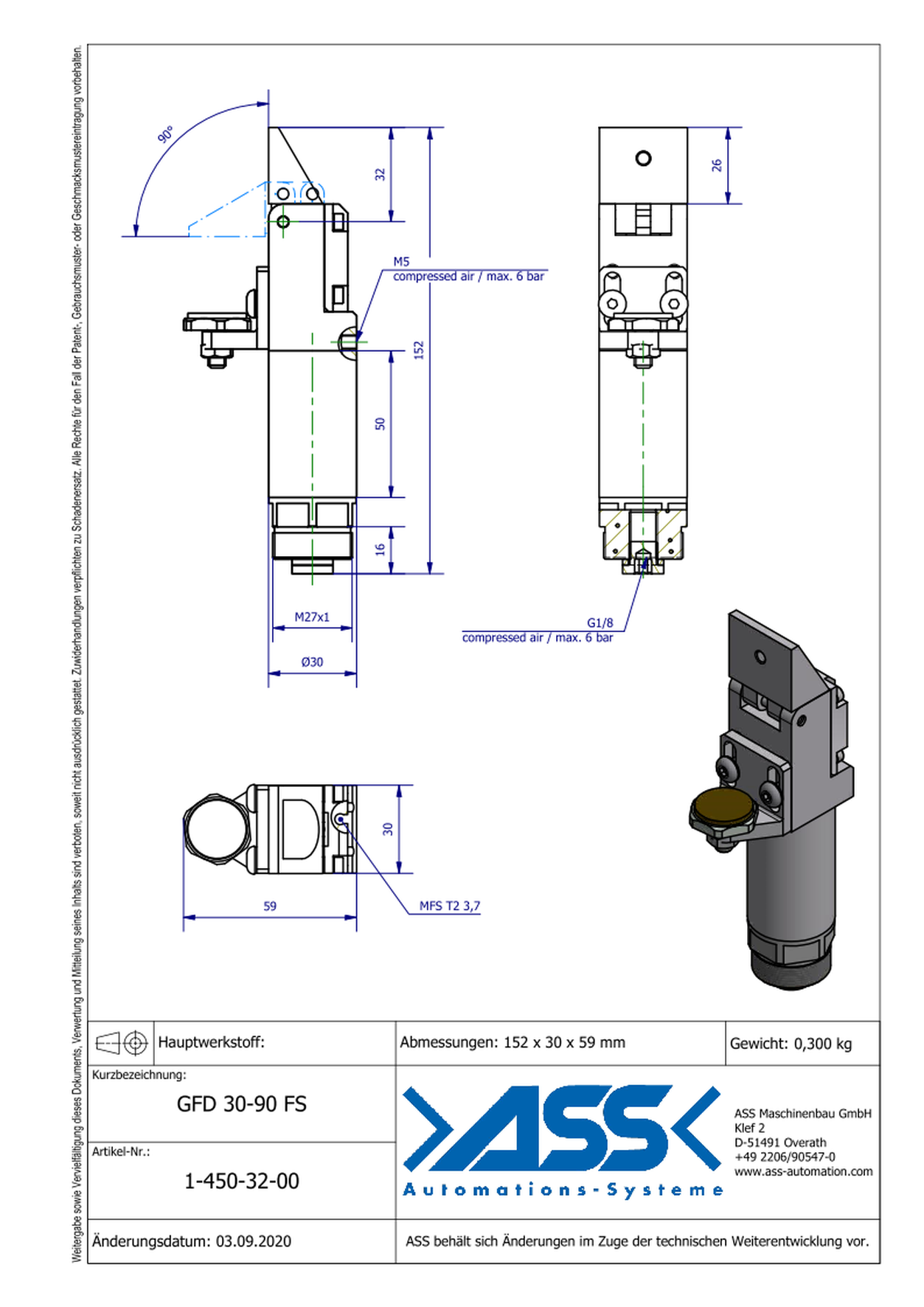 GFD 30-90 FS Gripper Finger 90°, double-acting