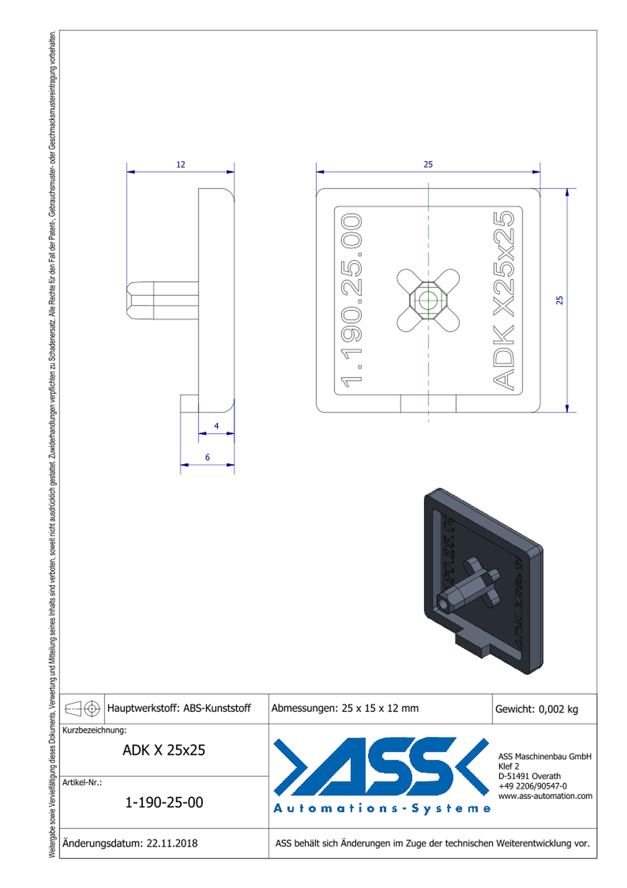 ADK X 25-25 Profile End Cap