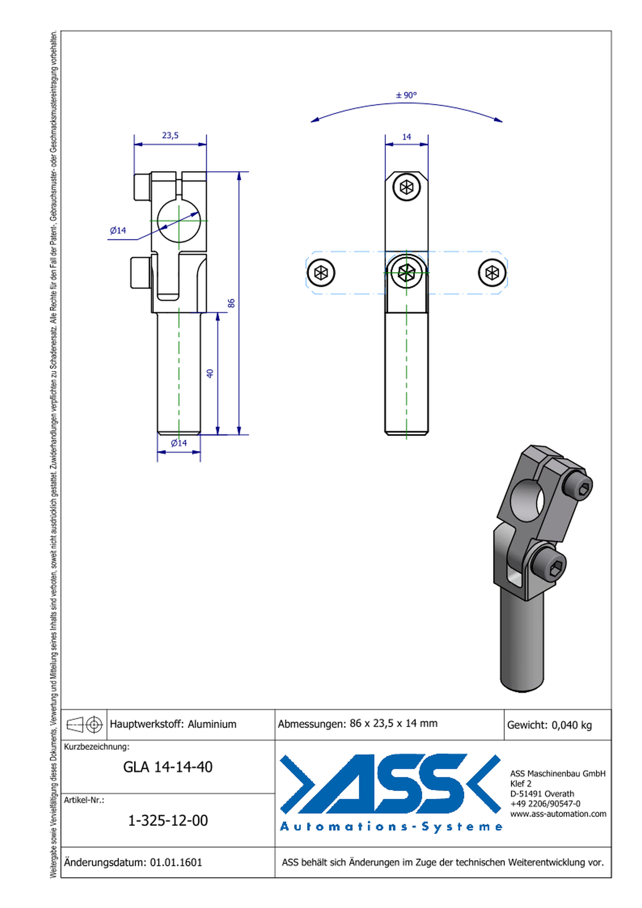 GLA 14-14-40 Elbow Arm