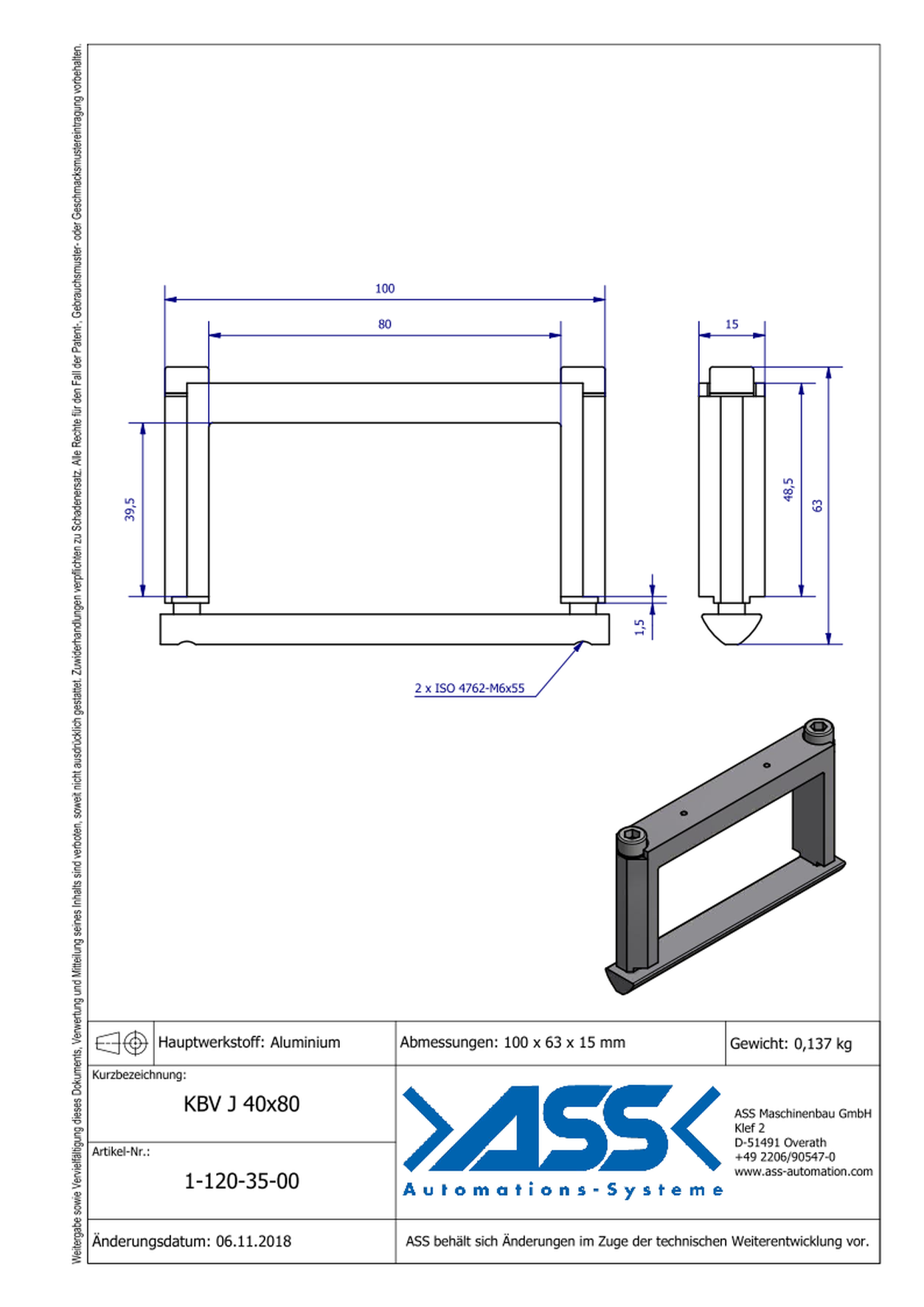 KBV K 40-80 Square Joint Connector