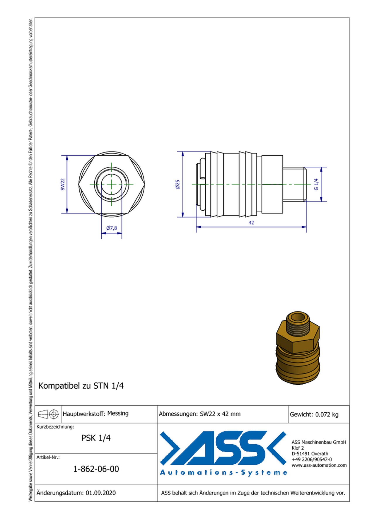 PSK 1/4 Quick Release Coupling