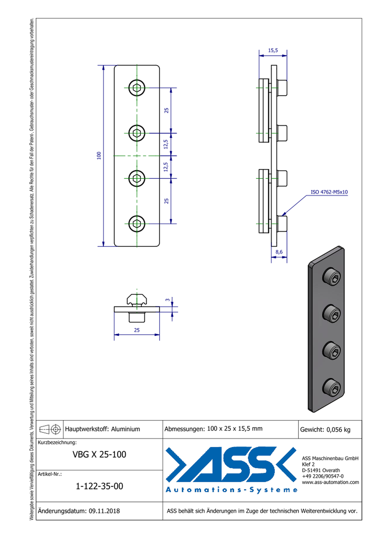 VBG X 25-100 Straight Support Joint Connector