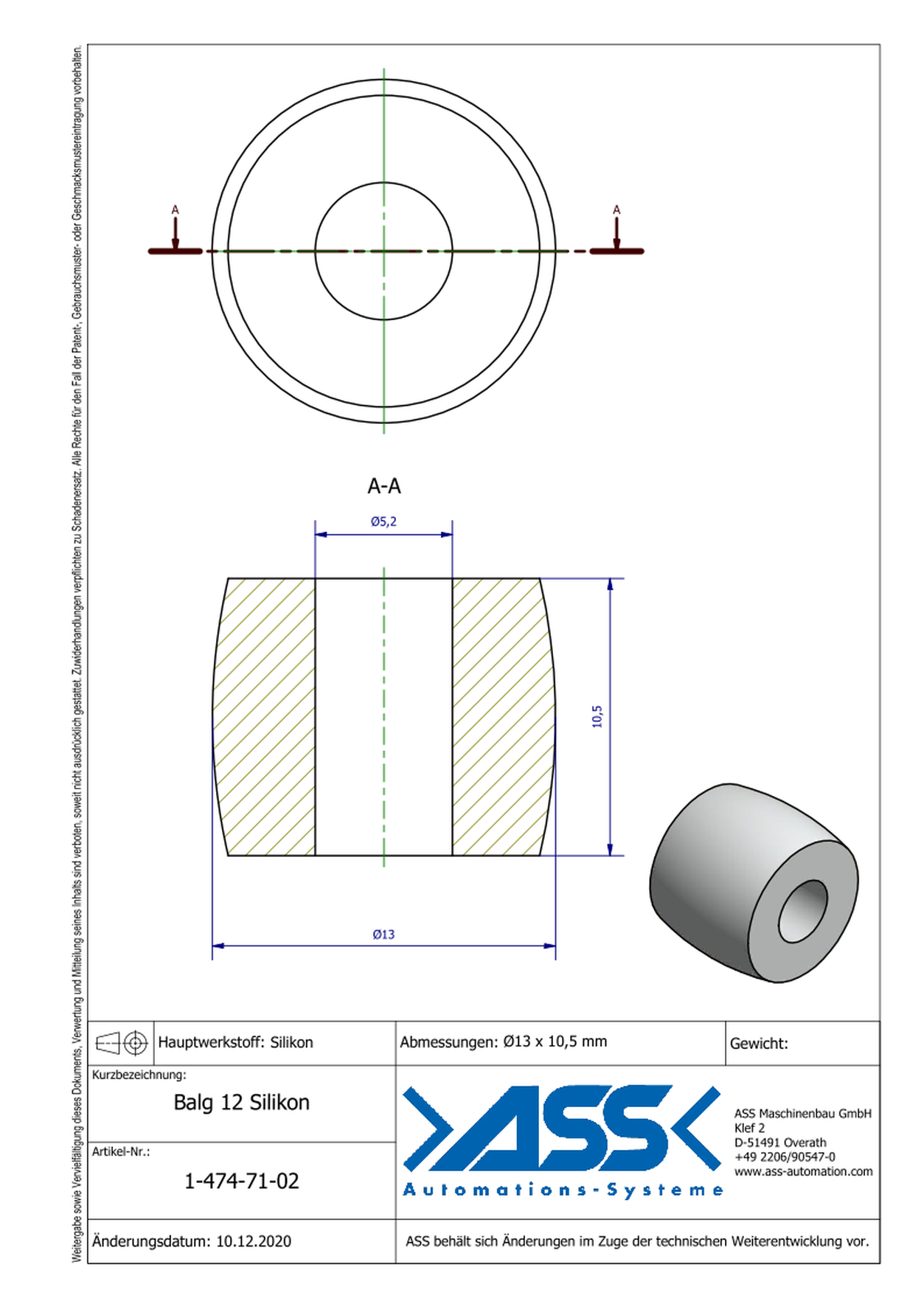 Balg 12 Silikon Spare Bellow for IGB