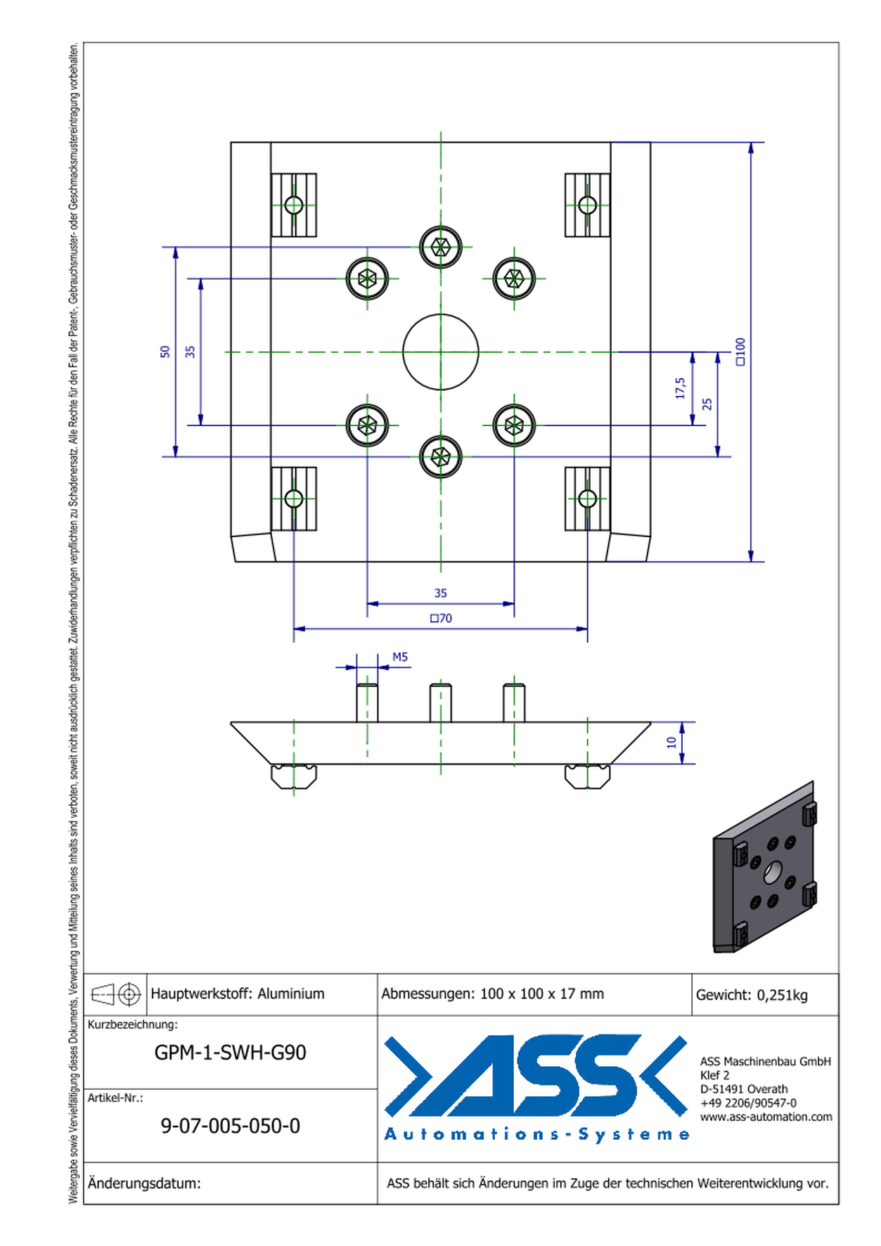 GPM-1-SWH-G90 Base Plate for SWH