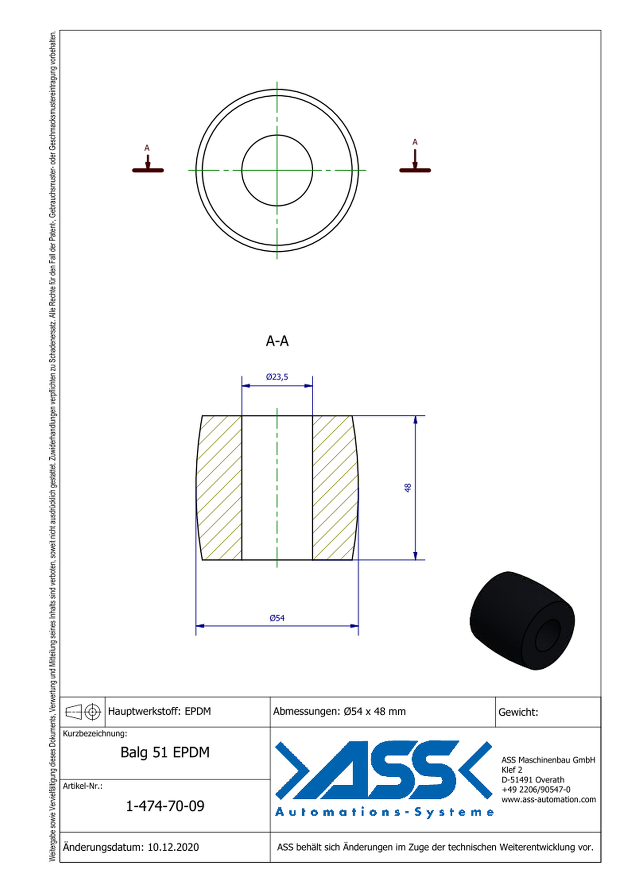 Balg 51 EPDM Spare Bellow for IGB